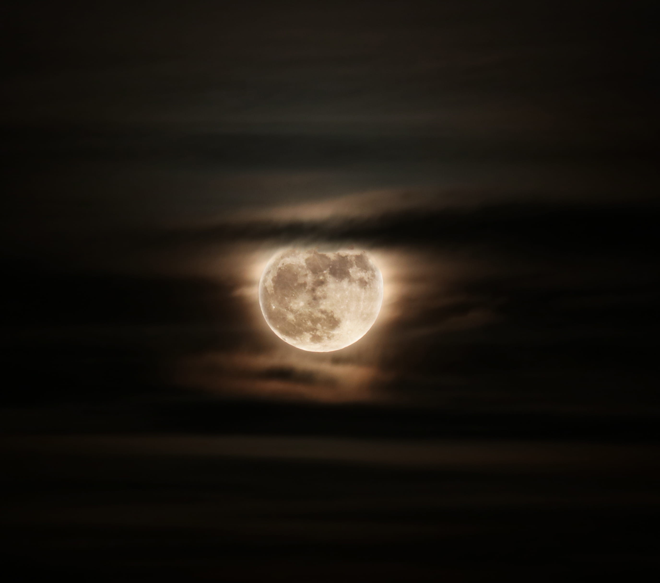 nighttime, outdoors, scenics - nature, dark, space, astro, shadow, planetary moon, shape, tranquility, cloudy, cloud, sky, pearl, 2K, circle, shine, eclipse, HD Wallpaper