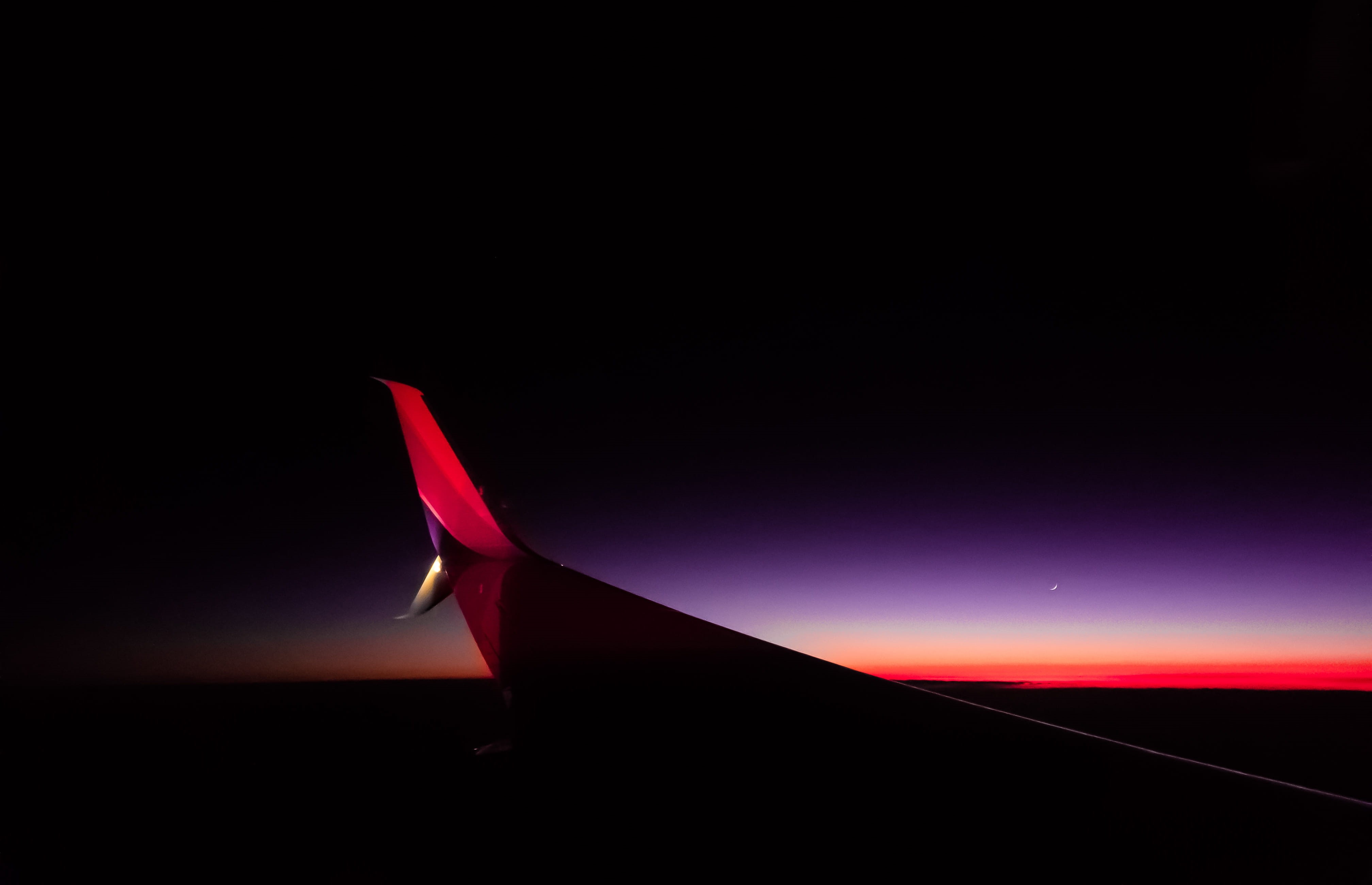 moonrise, dark, southwest, aircraft wing, colorado, flying, transportation, no people, motion, red, sky, beauty in nature, air vehicle, colors, nature, HD Wallpaper
