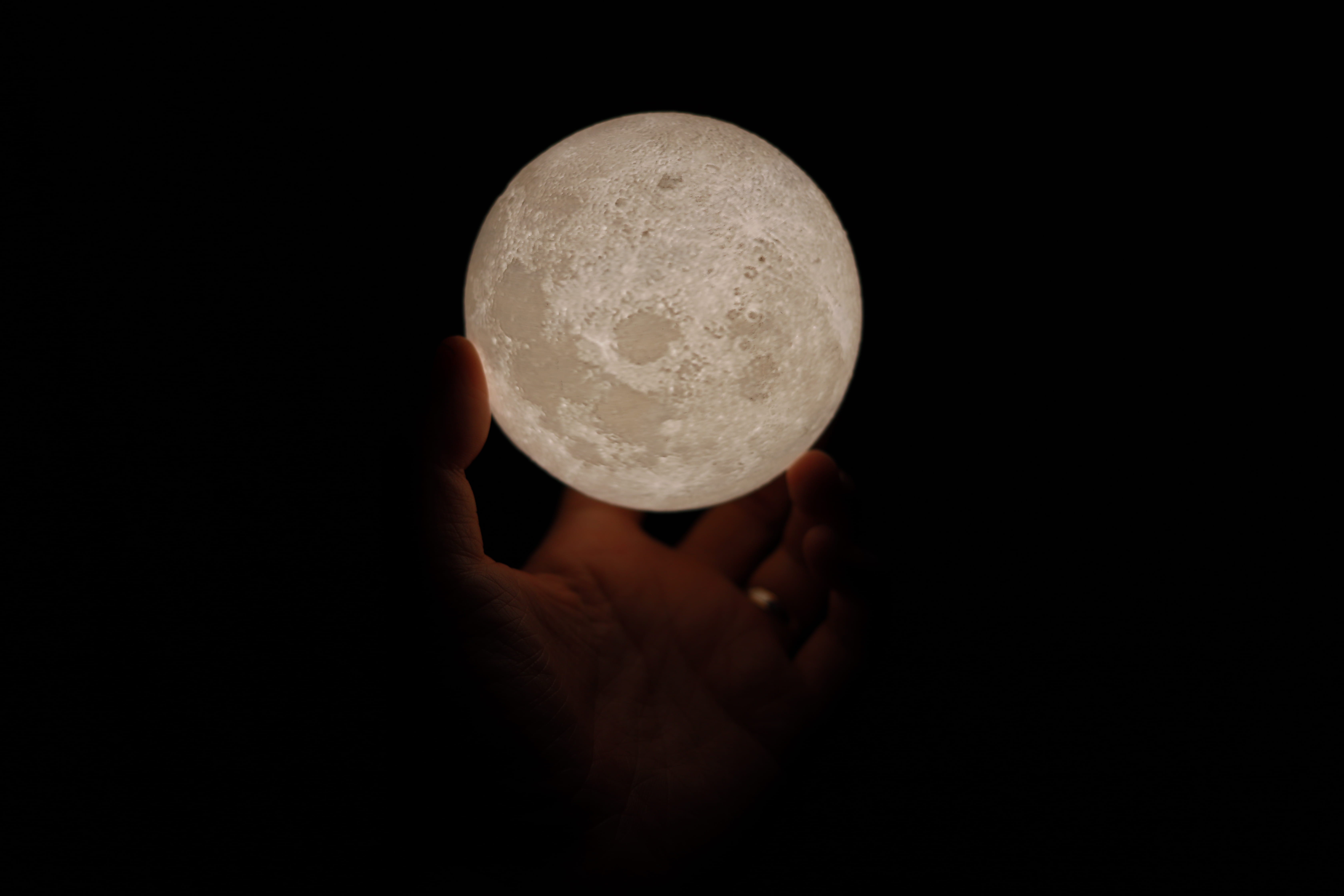 indoors, moonlit, dark, men, astrology, hand, copy space, lunar, full moon, circle, single object, one person, round, mini, holding, light, human face, HD Wallpaper