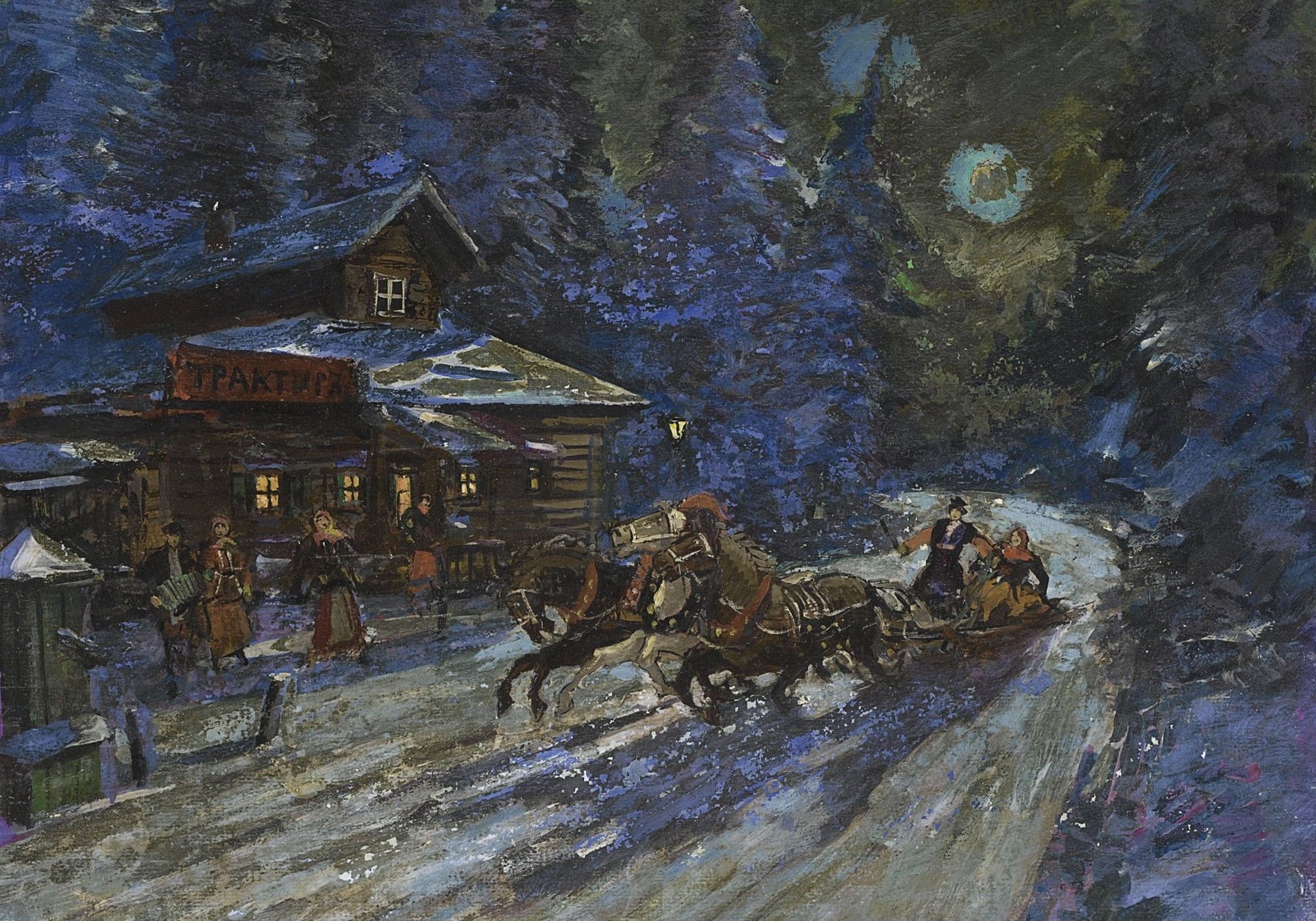 water, group of people, nature, architecture, men, animal wildlife, day, night, vertebrate, motion, winter, group of animals, built structure, Konstantin Korovin, HD Wallpaper