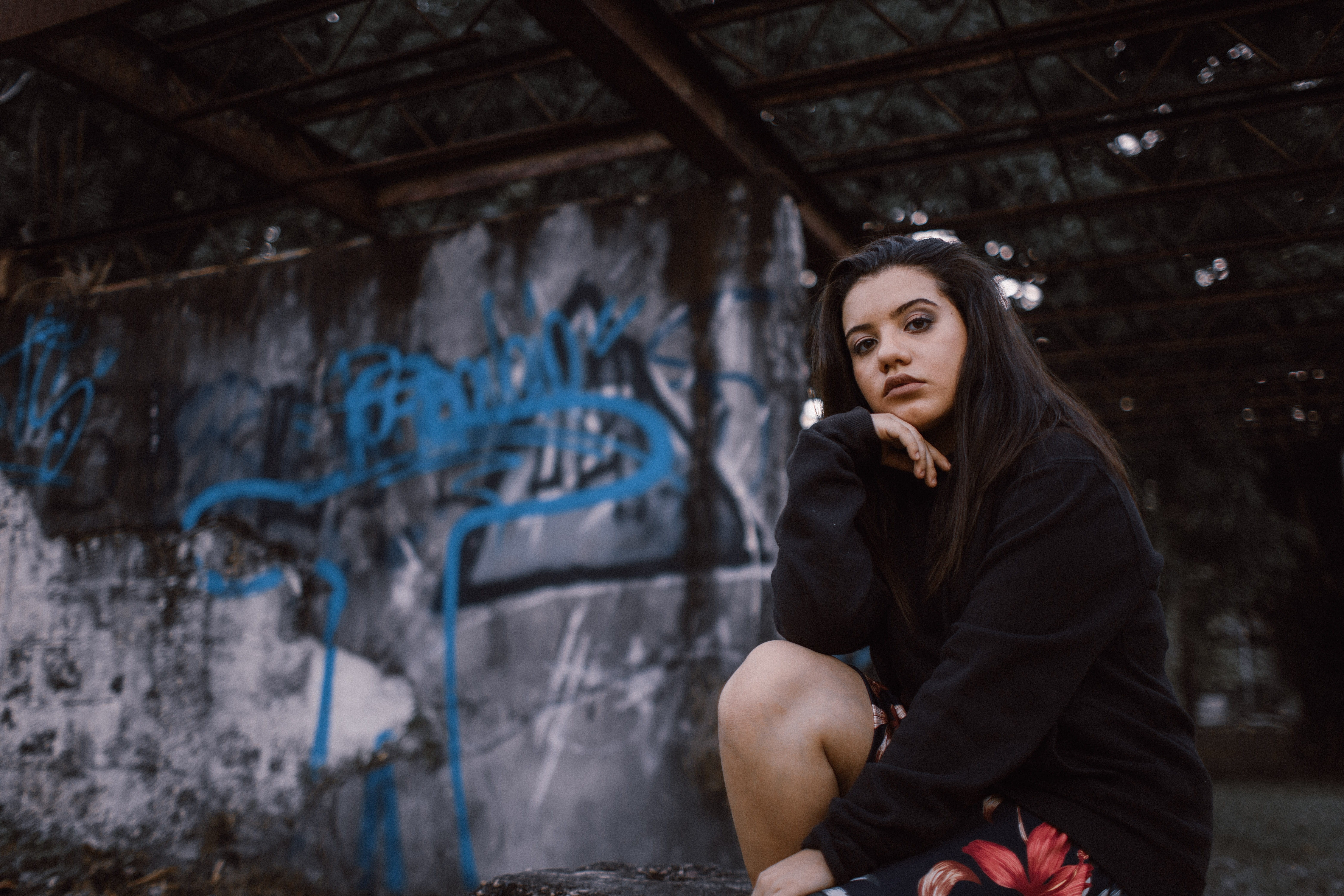 posing, portrait, teenager, one person, girl, dark, social issues, young adult, person, young women, lady, photoshoot, emotion, hair, three quarter length, HD Wallpaper