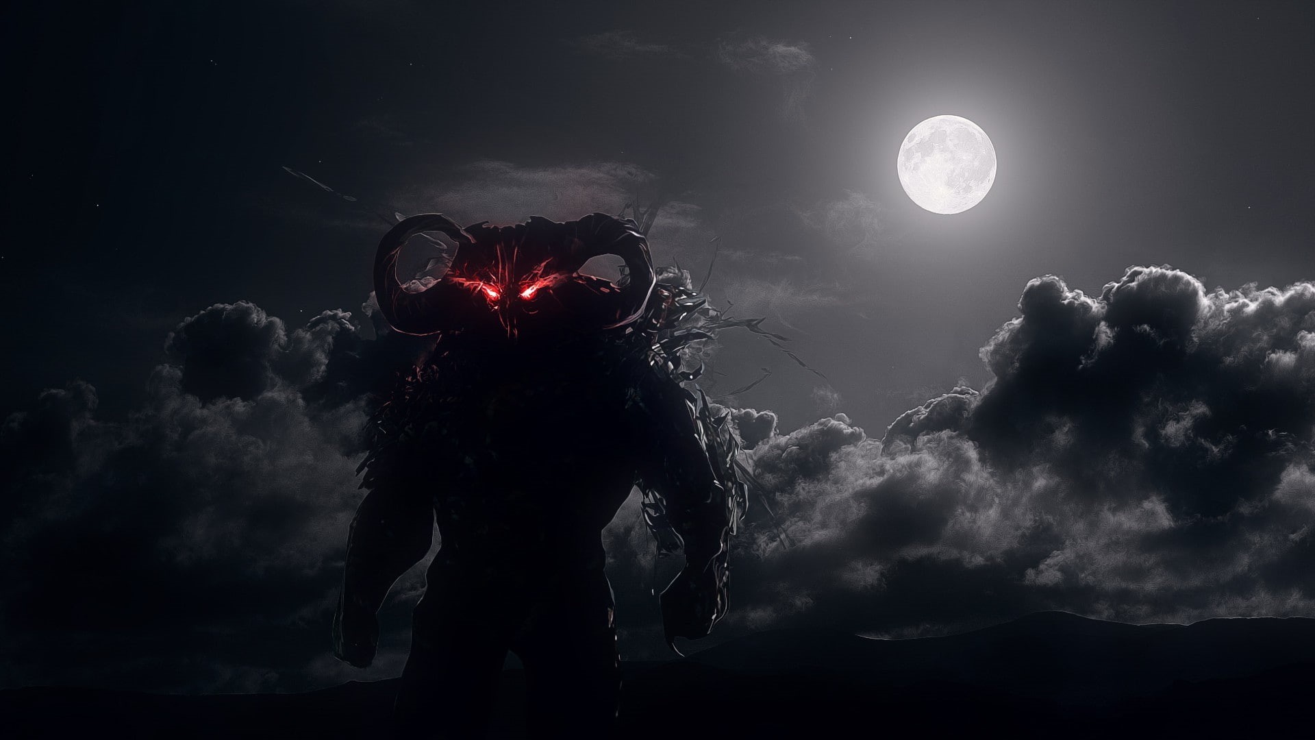 clouds, Prince Of Persia: Warrior Within, Dahaka, moonlight, prince of persia, Dark, 1080P, demon, Red Eyes, HD Wallpaper