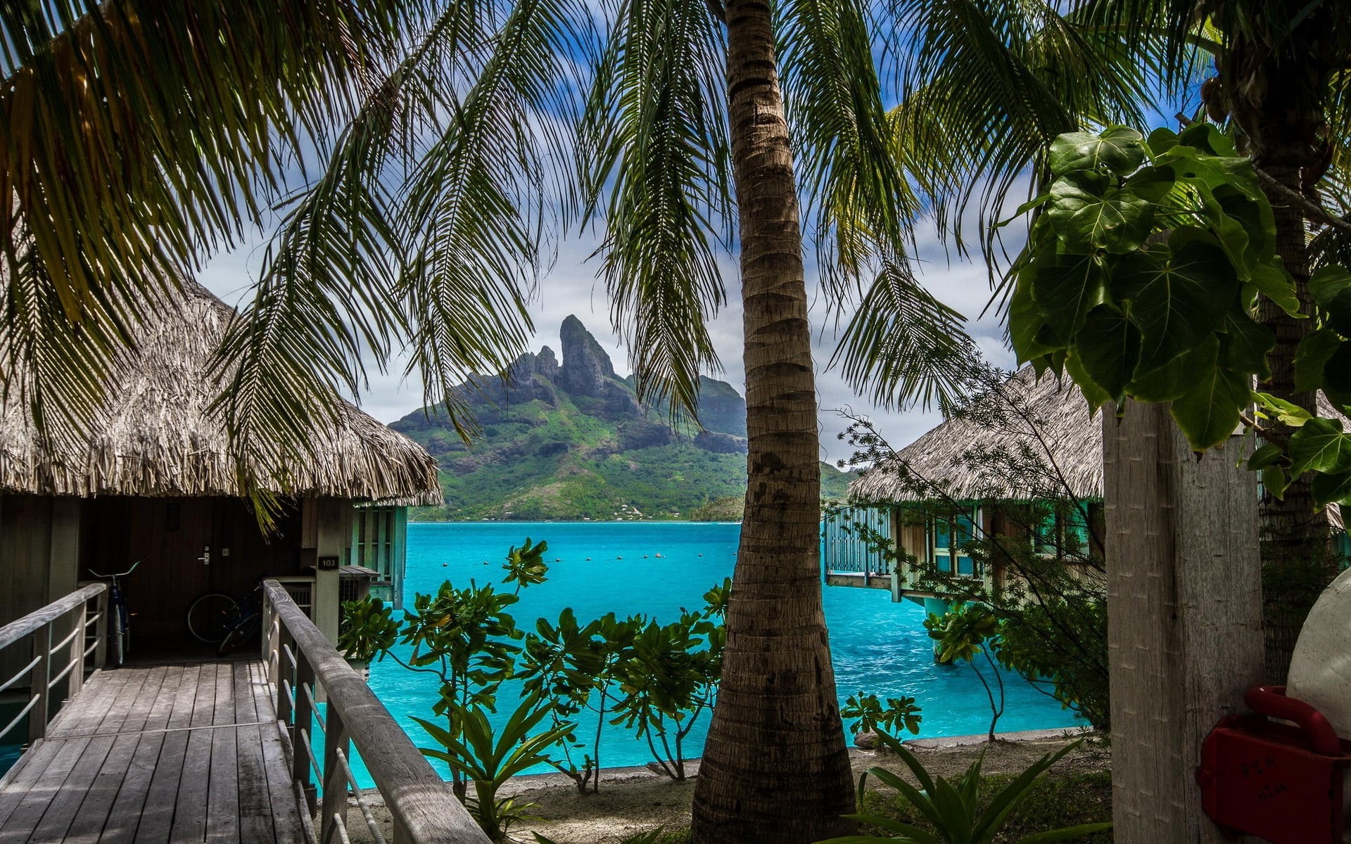 water, summer, sea, outdoors, tranquility, island, resort, beauty in nature, scenics - nature, day, mountains, tropical climate, 1080P, tropical, plant, HD Wallpaper