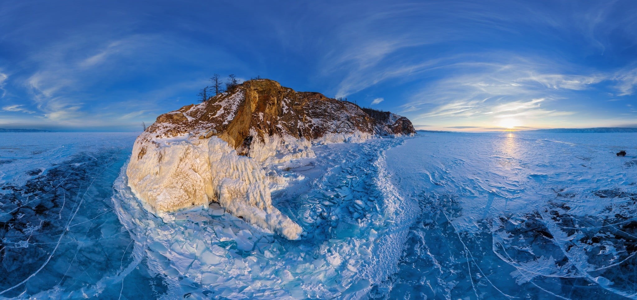 ice, sea, land, lake, Jeep, 1080P, cold temperature, blue, panoramas, water, nature, mountain, trees, cloud - sky, beauty in nature, frost, beige, scenics - nature, HD Wallpaper