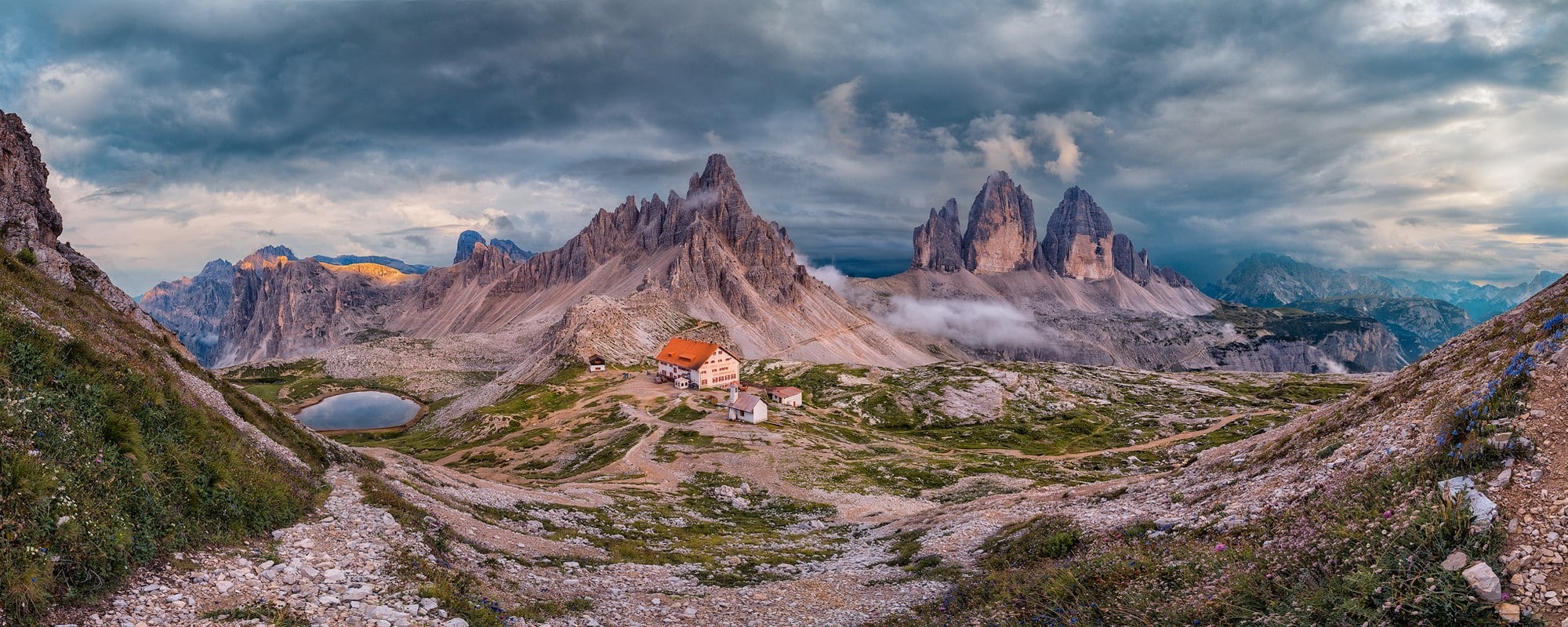land, Italy, hotel, cabin, travel, solid, travel destinations, cloud - sky, scenics - nature, outdoors, looking at view, wildflowers, mountain range, one person, HD Wallpaper