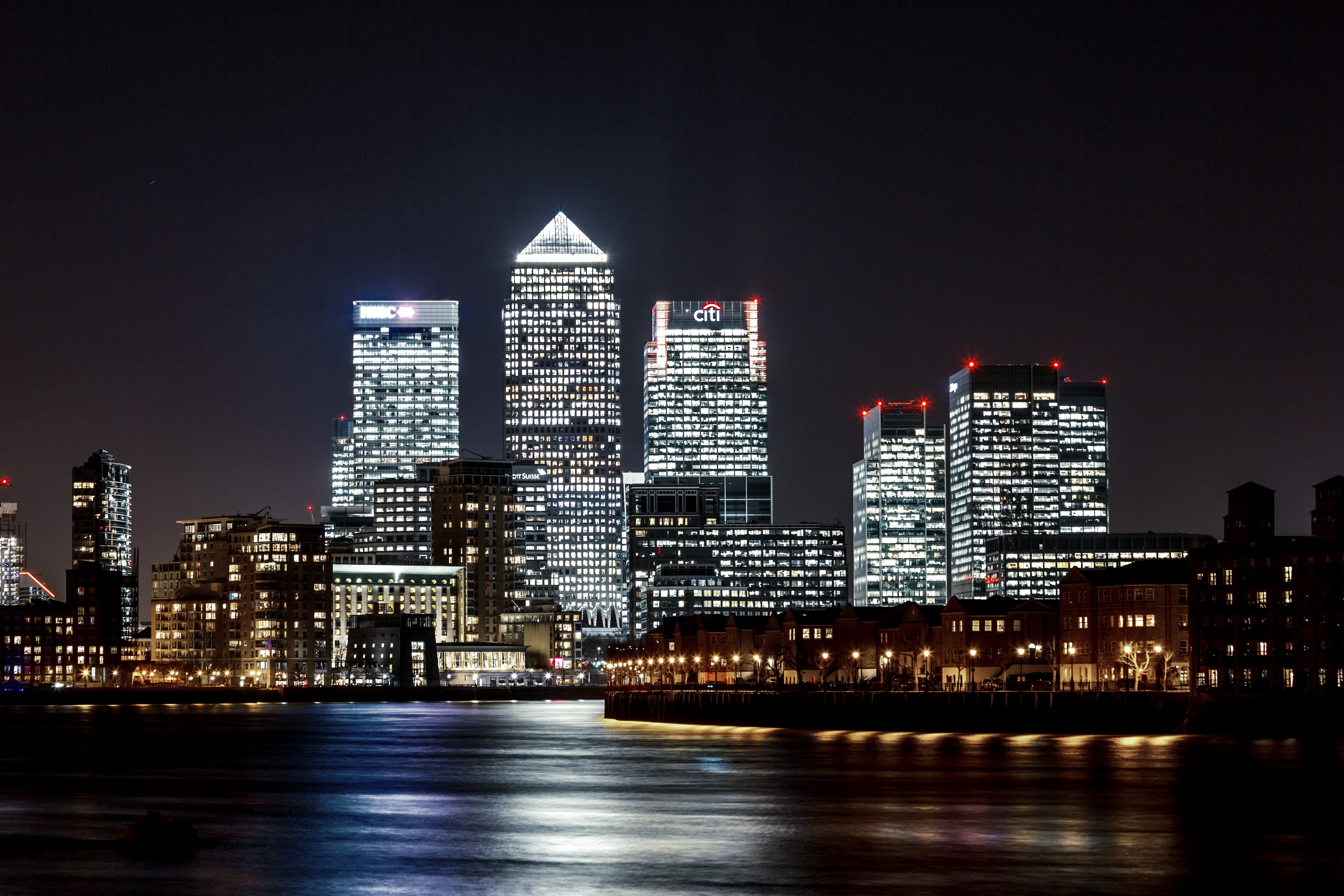 canary, photo, famous Place, east, architecture, downtown District, illuminated, office Building, uSA, wharf, built Structure, 5K, building Exterior, urban Skyline, HD Wallpaper