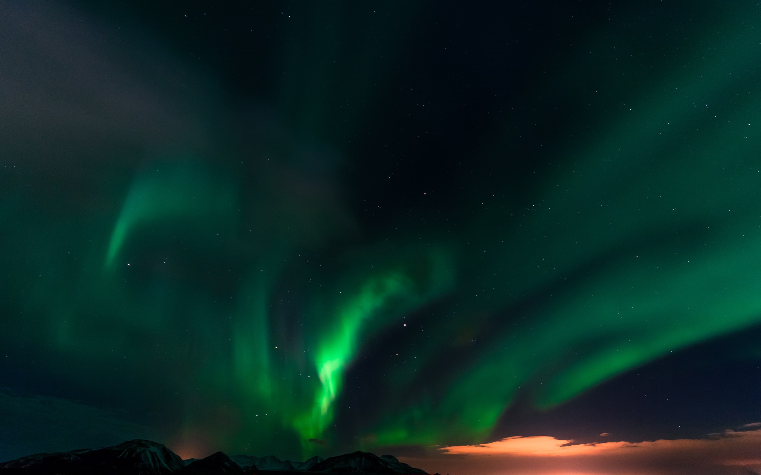stars, night, green, northern, nature, 2K, aurora, borealis, lights, hd, HD Wallpaper