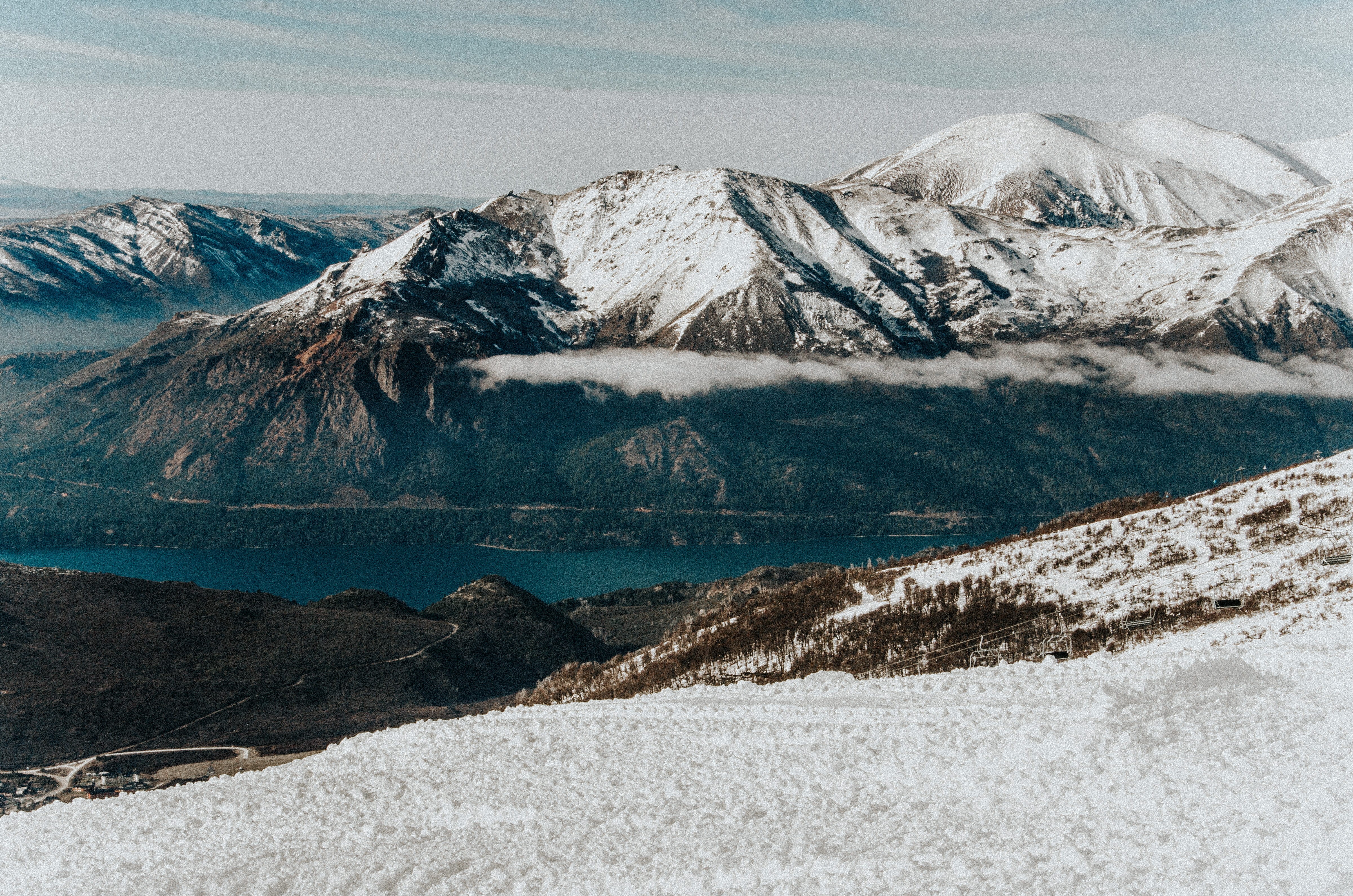 tranquility, beauty in nature, water, day, nature, tranquil scene, mountains, snowcapped mountain, ice, bariloche, winter, argentina, 4K, mountain range, HD Wallpaper