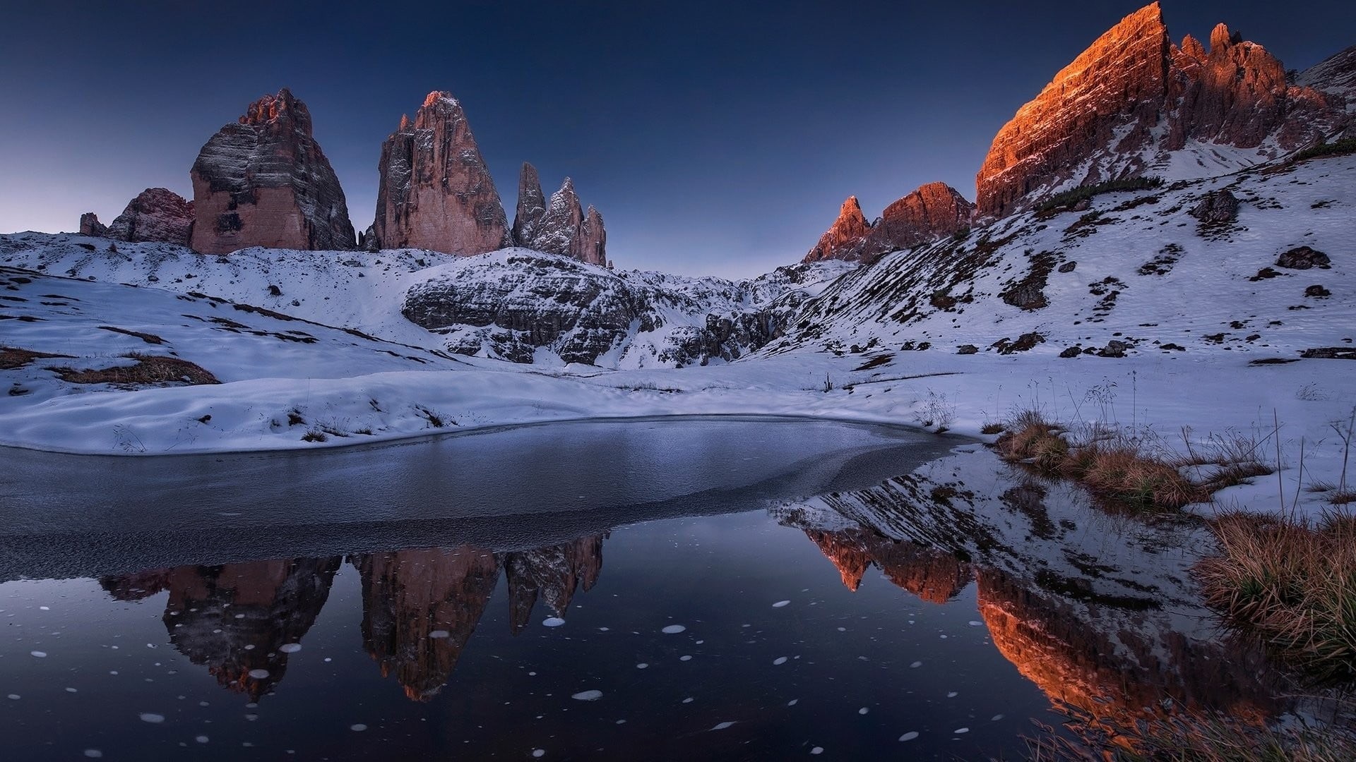 formation, no people, solid, evening, 1080P, tranquility, non-urban scene, tranquil scene, ice, sky, mountain range, landscape, beauty in nature, HD Wallpaper
