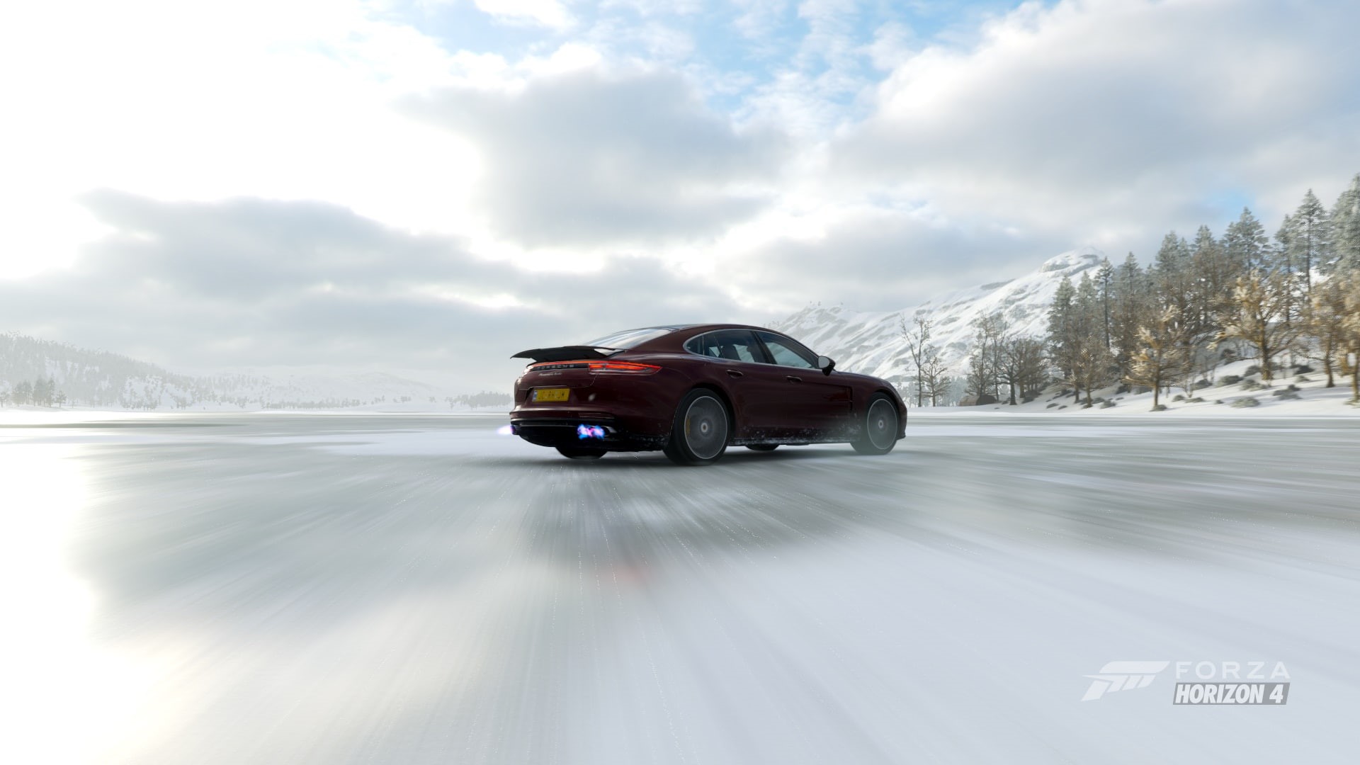 day, car, cloud - sky, 1080P, on the move, Forza Horizon 4, transportation, mode of transportation, frozen lake, video games, snow, scenics - nature, motor vehicle, HD Wallpaper