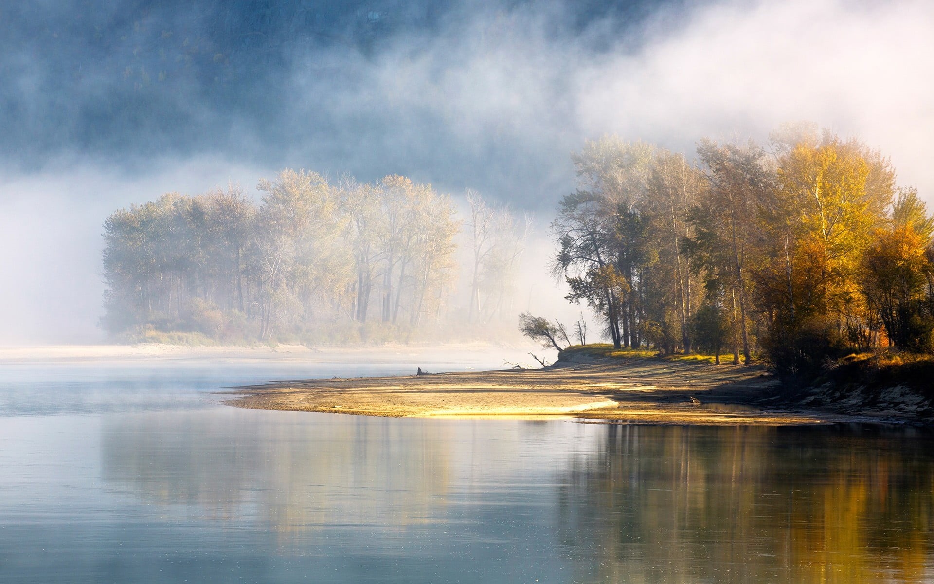 winter, autumn, outdoors, colors, waterfront, painting, nature, frost, lake, park - Man Made Space, steam, no people, leafed, landscape, Canada, water, HD Wallpaper