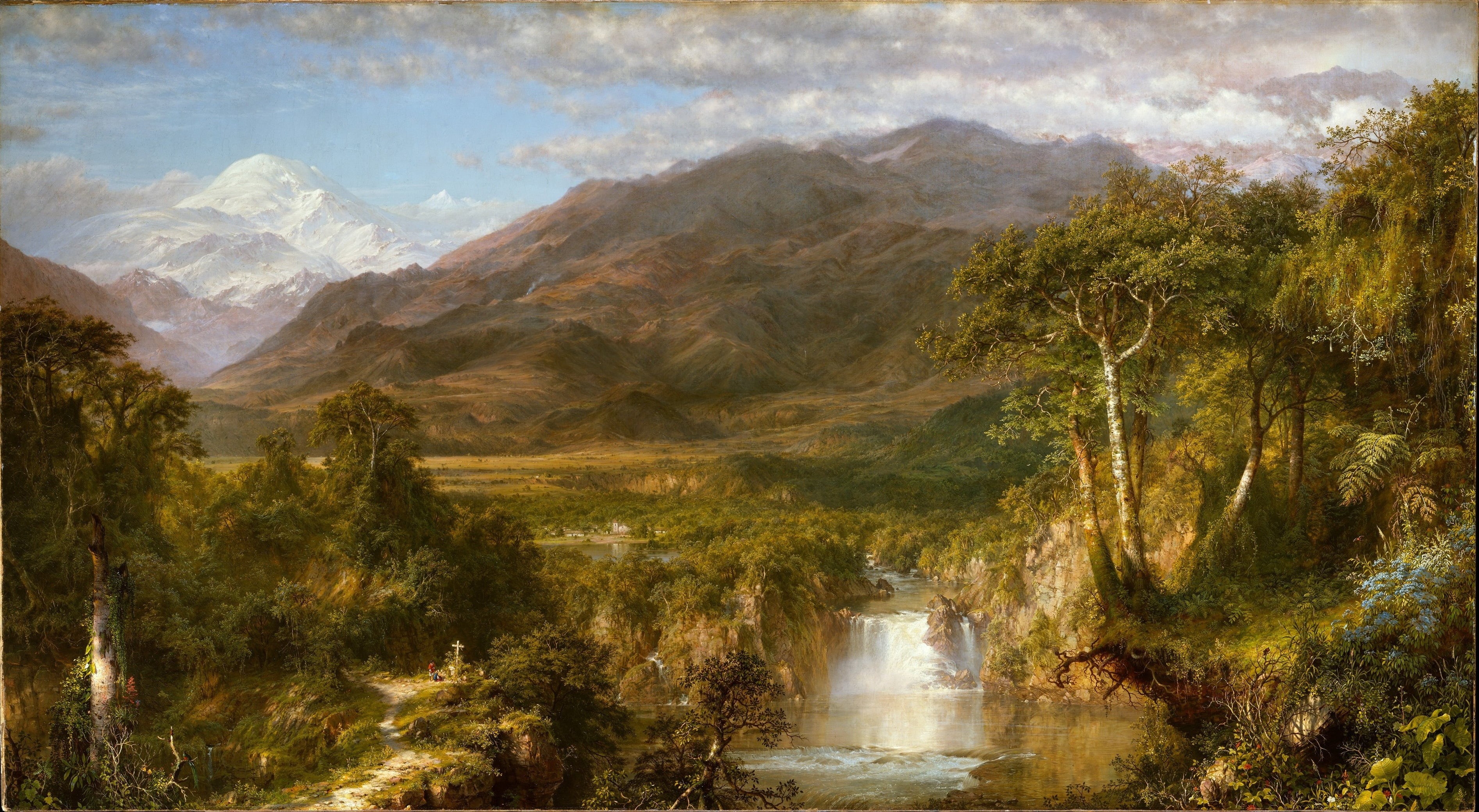 heart of andes, classic art, Frederic Edwin Church, painting, landscape, 2K, HD Wallpaper