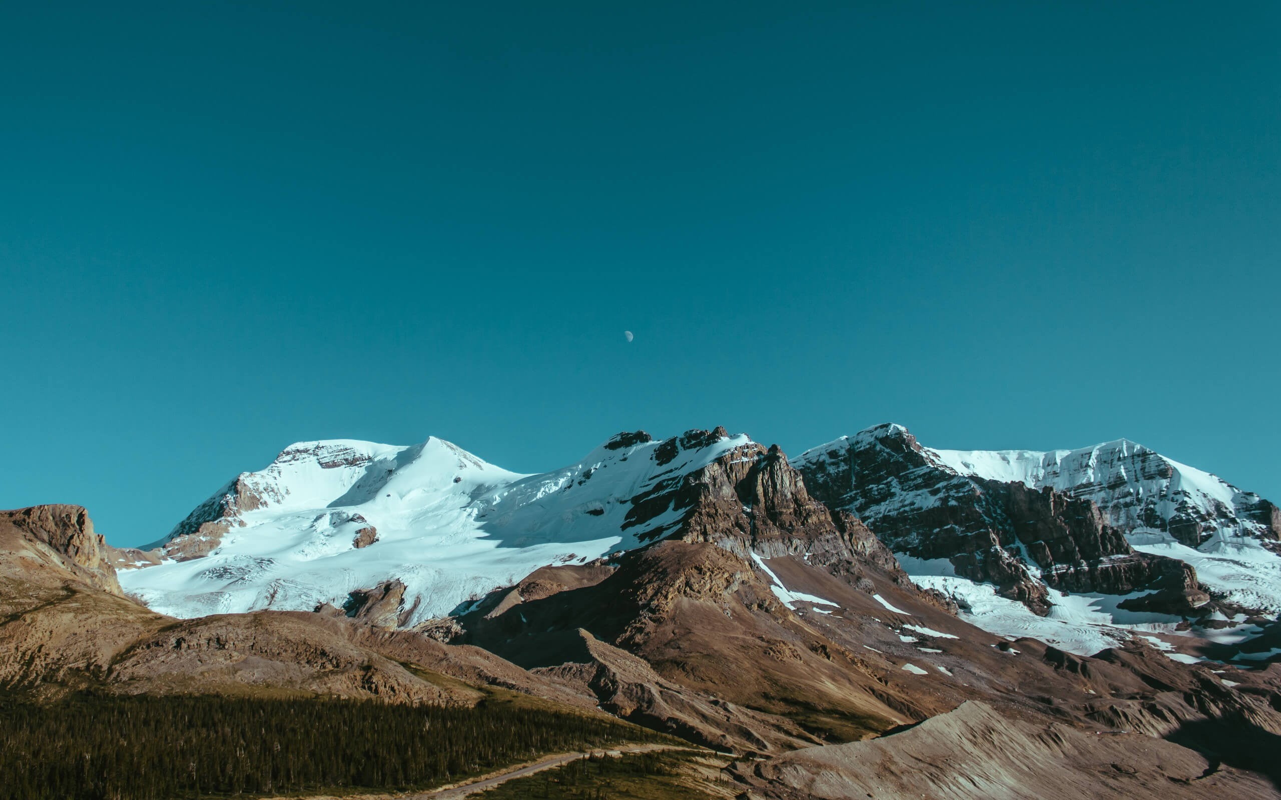 mountain, mountains, formation, mountain peak, Rocky Mountains, ice, nature, Moon, copy space, snow, no people, environment, sky, white, 2K, Freya, landscape, HD Wallpaper