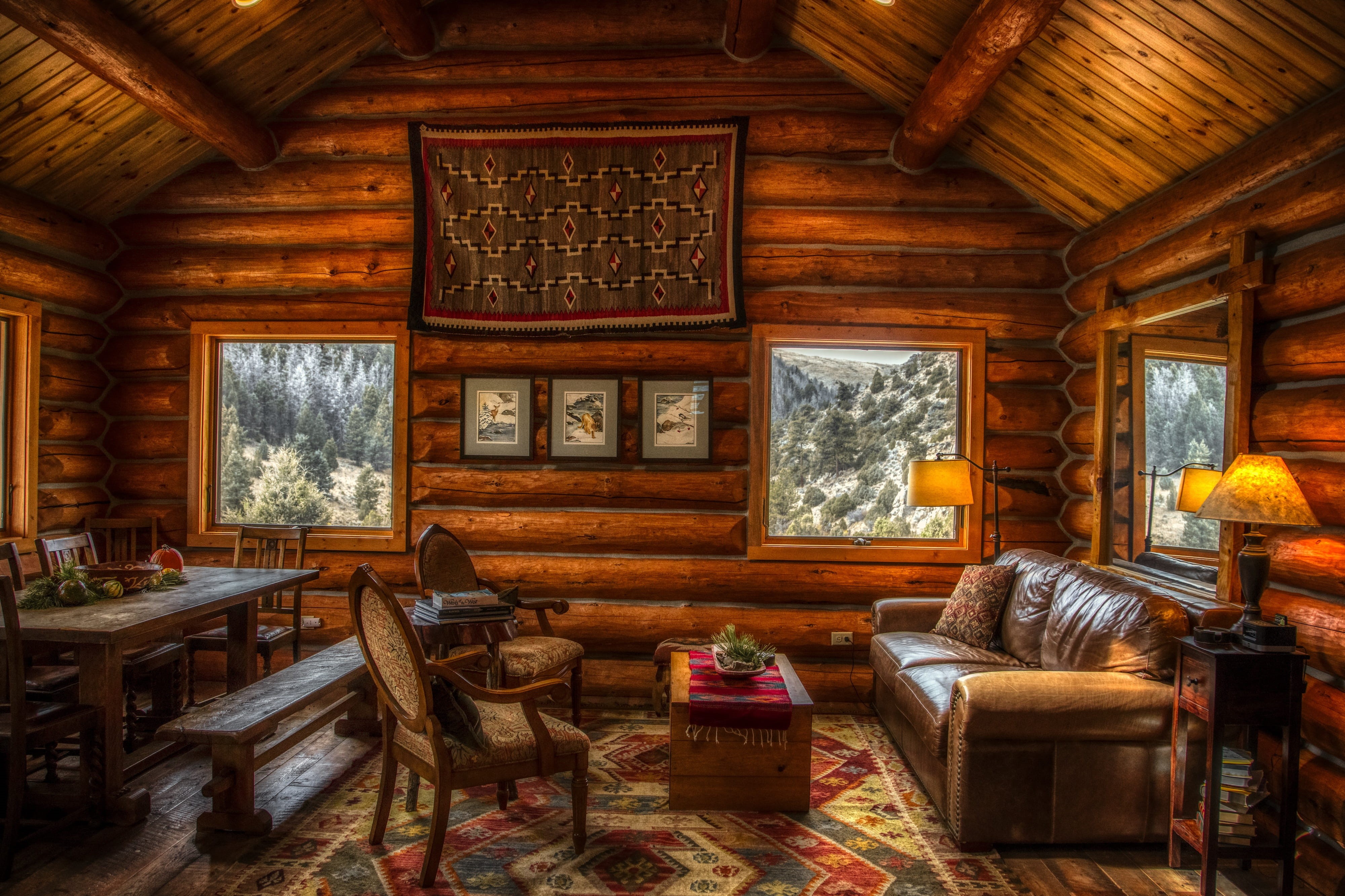 antique, empty, table, vacation, home interior, rustic, wyoming, lighting, chair, atmosphere, hdr, wood - material, seat, inside, 4K, absence, ceiling, HD Wallpaper