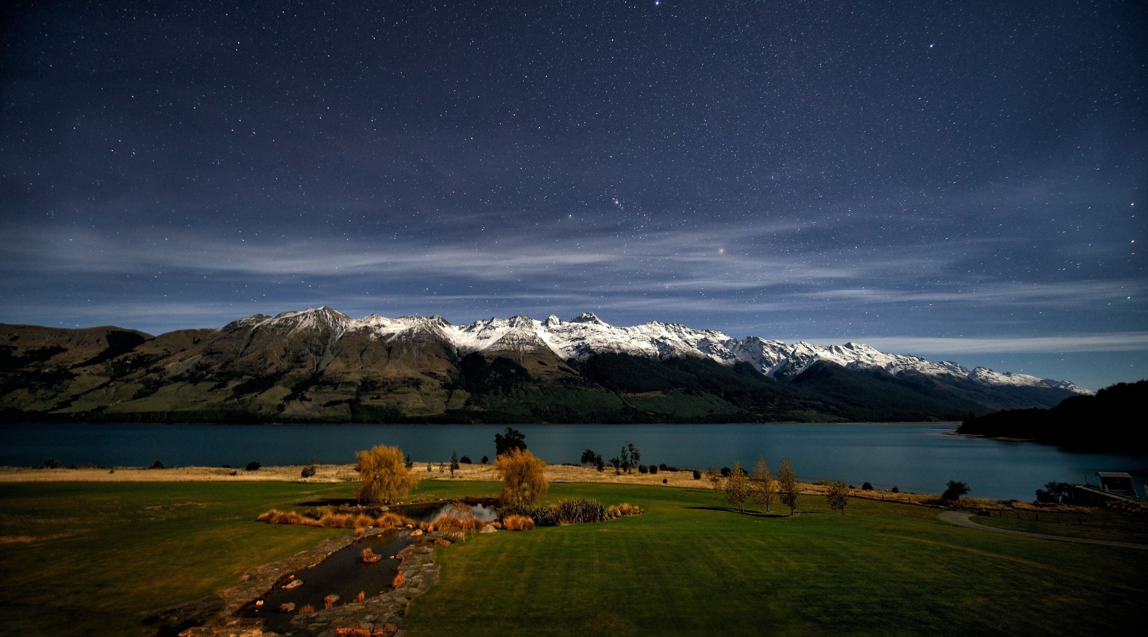 astronomy, milky way, environment, sky, lake, outdoors, landscape, nature, beauty in nature, snowcapped mountain, cold temperature, 4K, land, new zealand 4k desktop  high resolution  download, HD Wallpaper