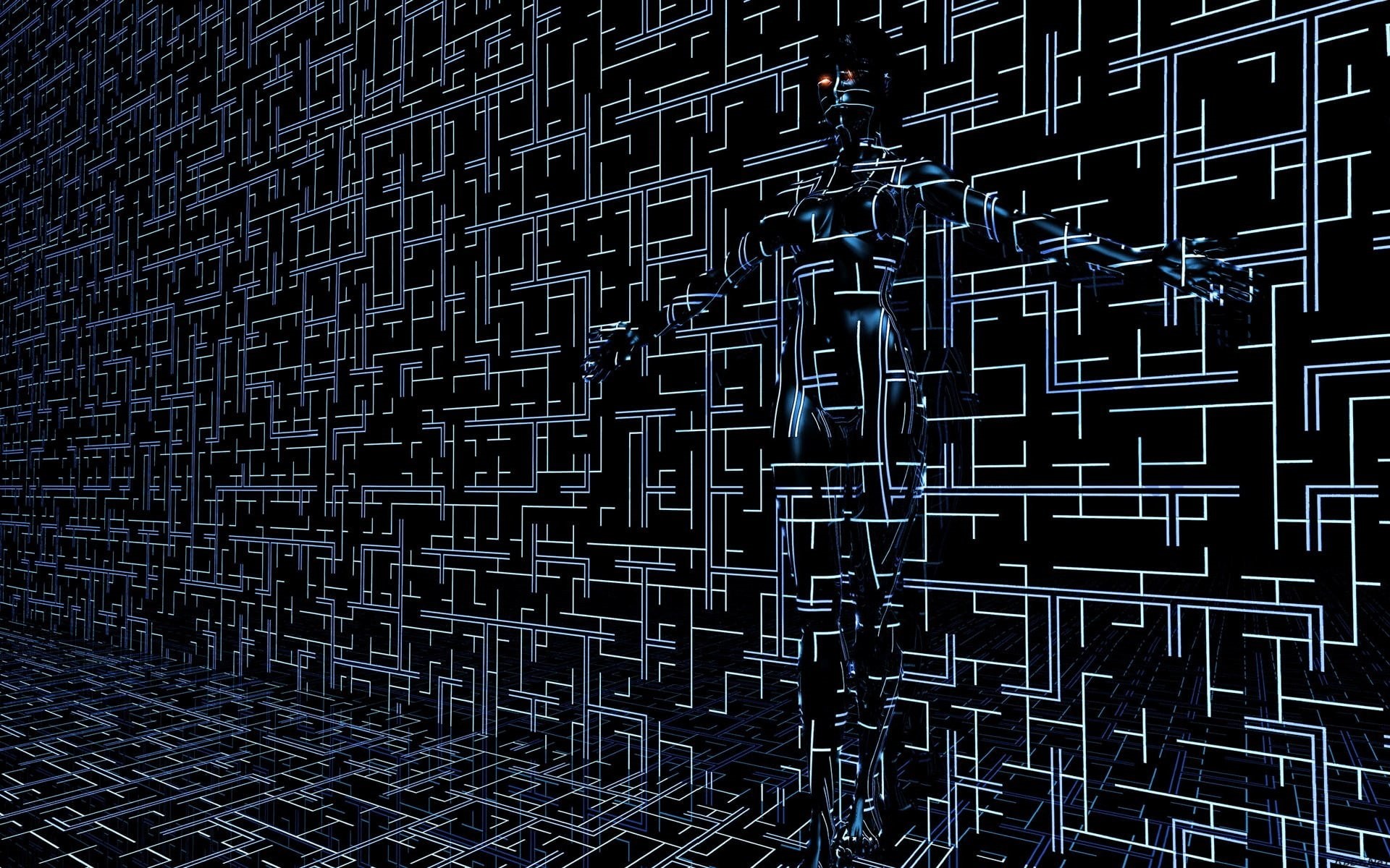 1080P, cyberpunk, robot, render, machine, Digital Blasphemy, futuristic, HD Wallpaper