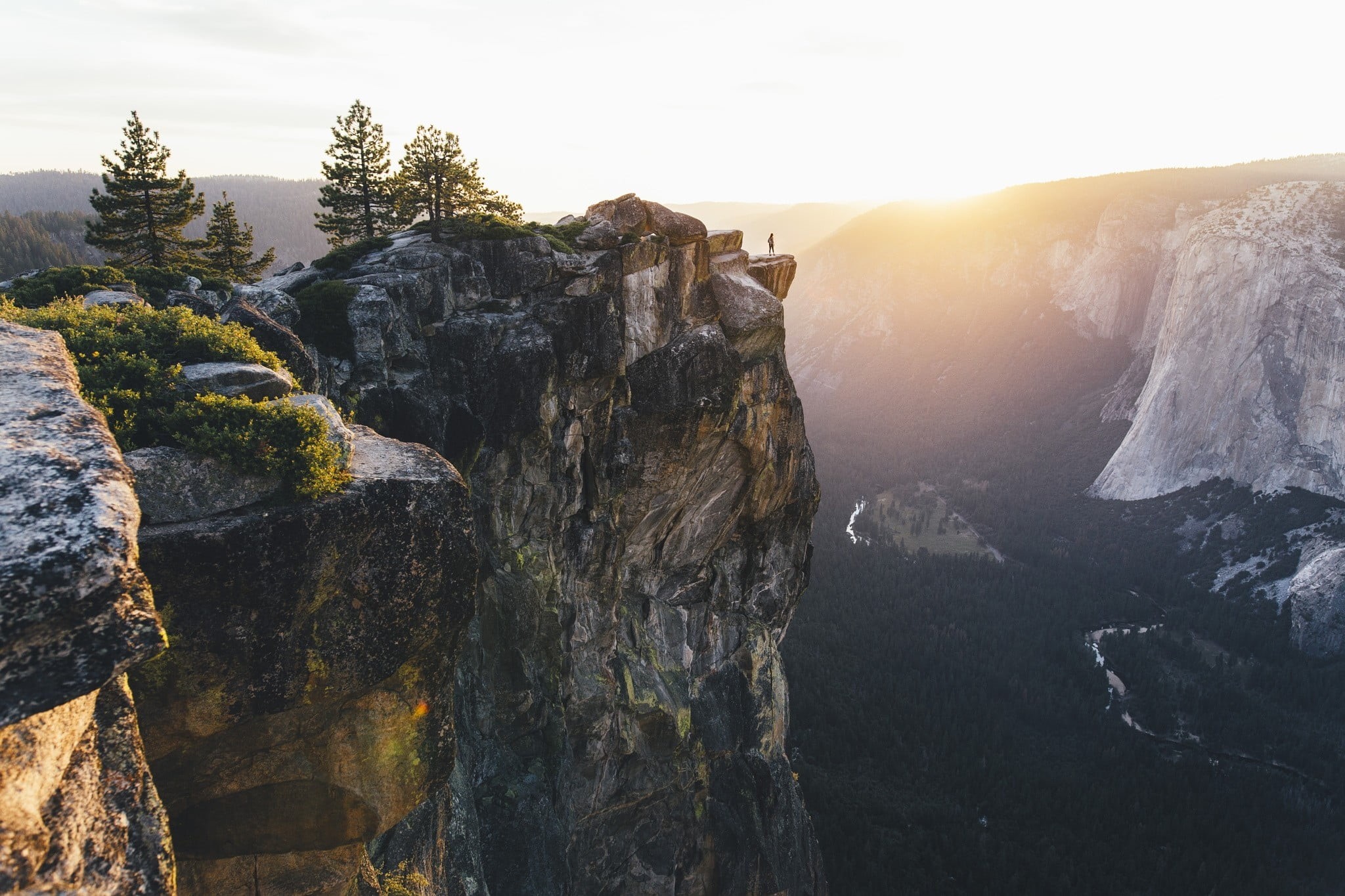mountains, land, river, Yosemite National Park, non-urban scene, forest, mountain, tranquility, scenics - nature, brown, cliff, outdoors, 1080P, nature, HD Wallpaper