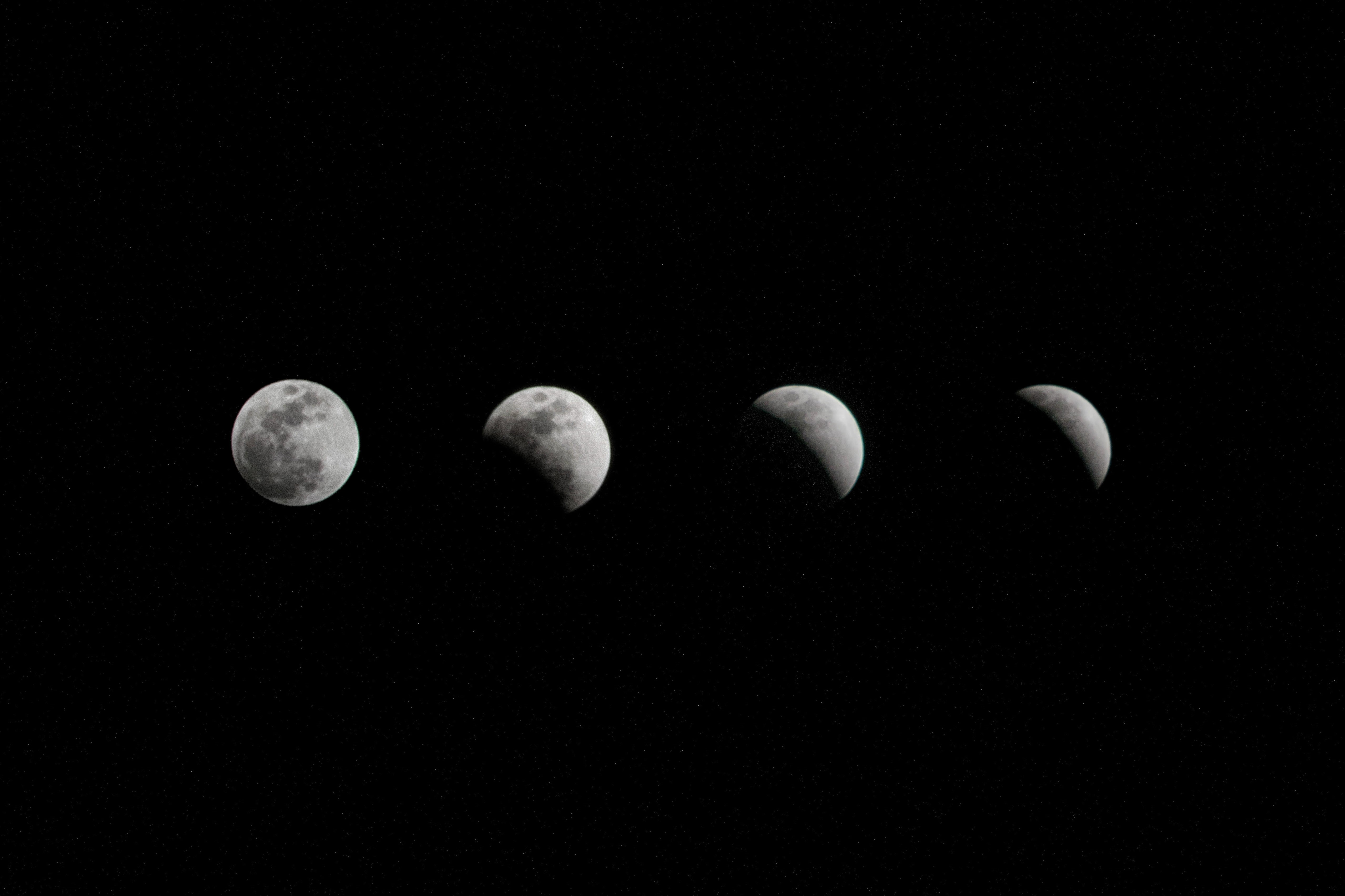 nature, digital, choice, lunar, no people, orbiting, eclipse, crescent, four, astronomy, low angle view, natural phenomenon, planetary moon, dark, full moon, HD Wallpaper