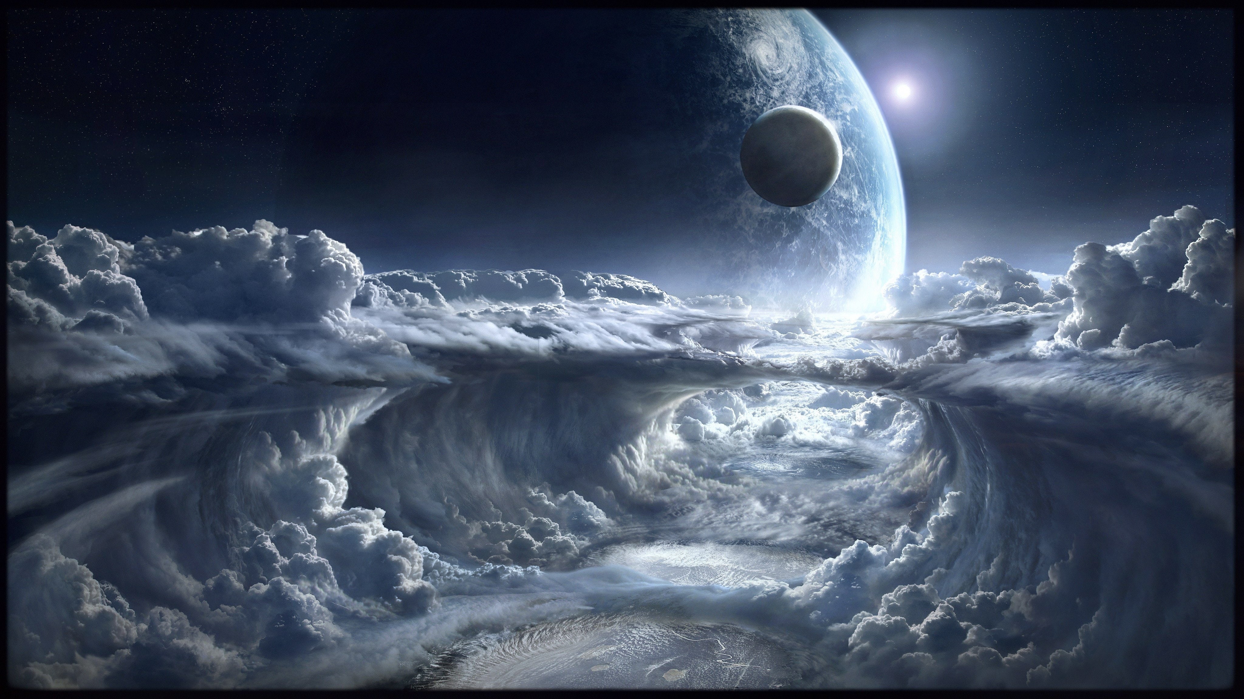 4K, lunas, planeta, espacio, nat, alienigena, HD Wallpaper
