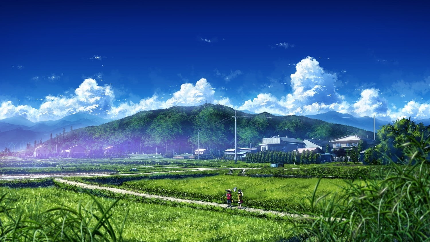 fantasy art, rural scene, sky, grass, environment, nature, beauty in nature, artwork, landscape, building, land, scenics - nature, 720P, blue, cloud - sky, HD Wallpaper