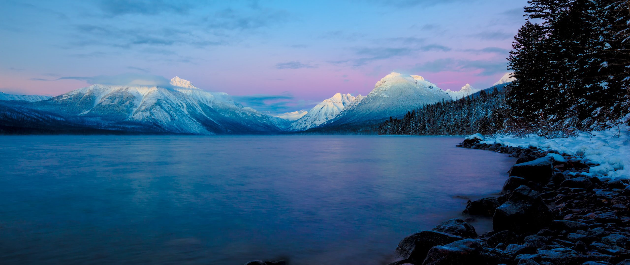 sunset, photography, 2K, beauty in nature, mountain, non-urban scene, mountain range, snow, lake, environment, winter, cloud - sky, snowcapped mountain, HD Wallpaper