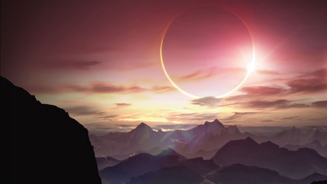 720P, oppo find 7, artwork, solar eclipse, landscape, HD Wallpaper