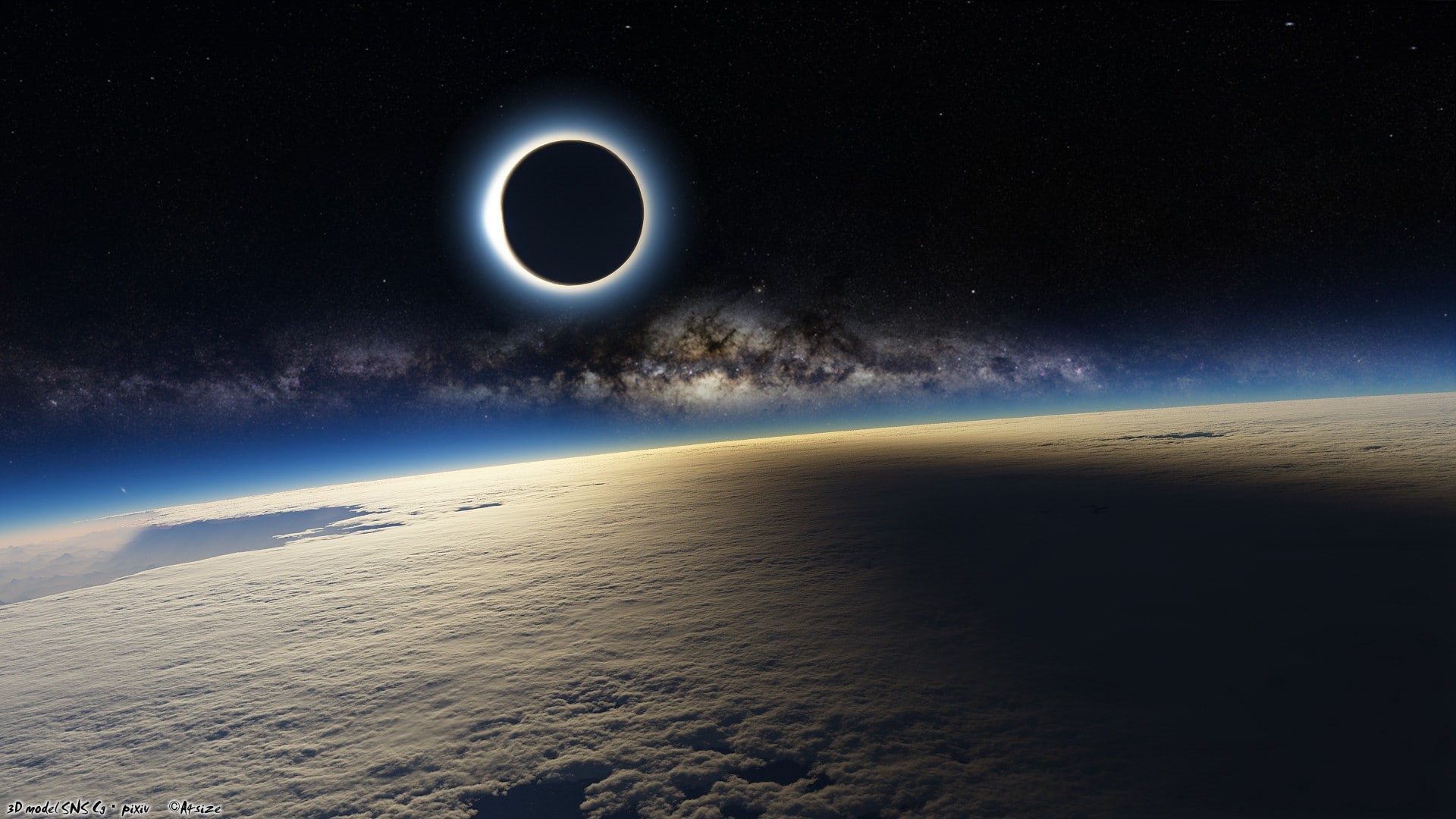 photography, space art, planet, space, solar eclipse, Earth, 1080P, digital art, HD Wallpaper