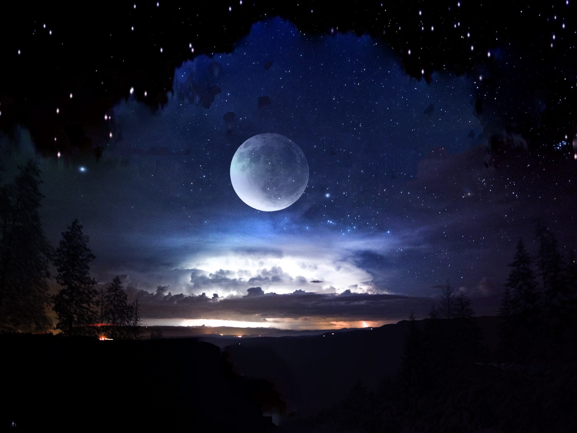 tranquil scene, mountain, idyllic, tree, nature, star - space, galaxy, milky way, space, no people, moon  high resolution, cloud - sky, outdoors, night, HD Wallpaper
