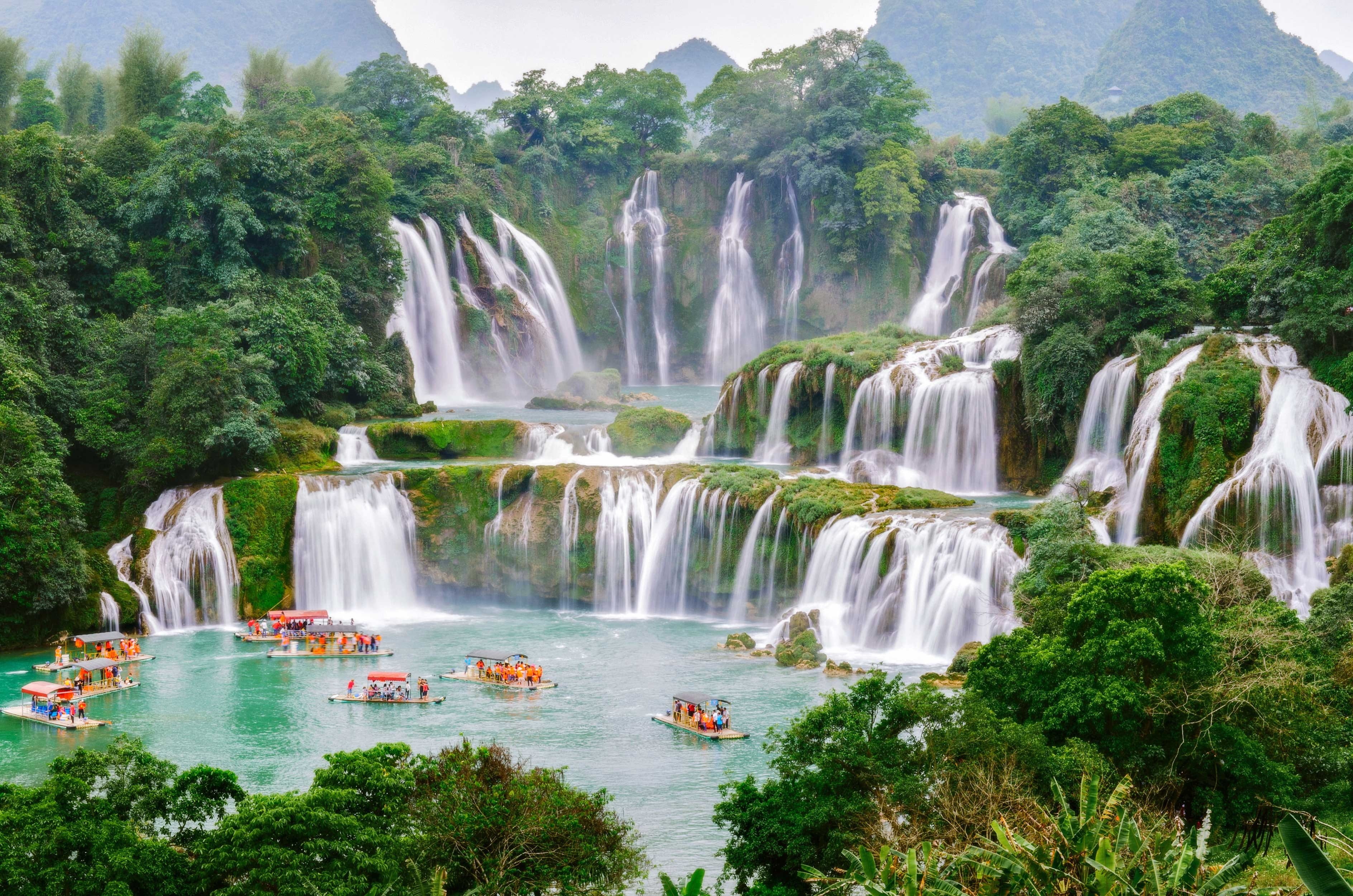 plant, tree, mountain, chongqing, high by, motion, flowing, ban gioc waterfall, no people, falling water, flowing water, land, scenics - nature, beauty in nature, HD Wallpaper