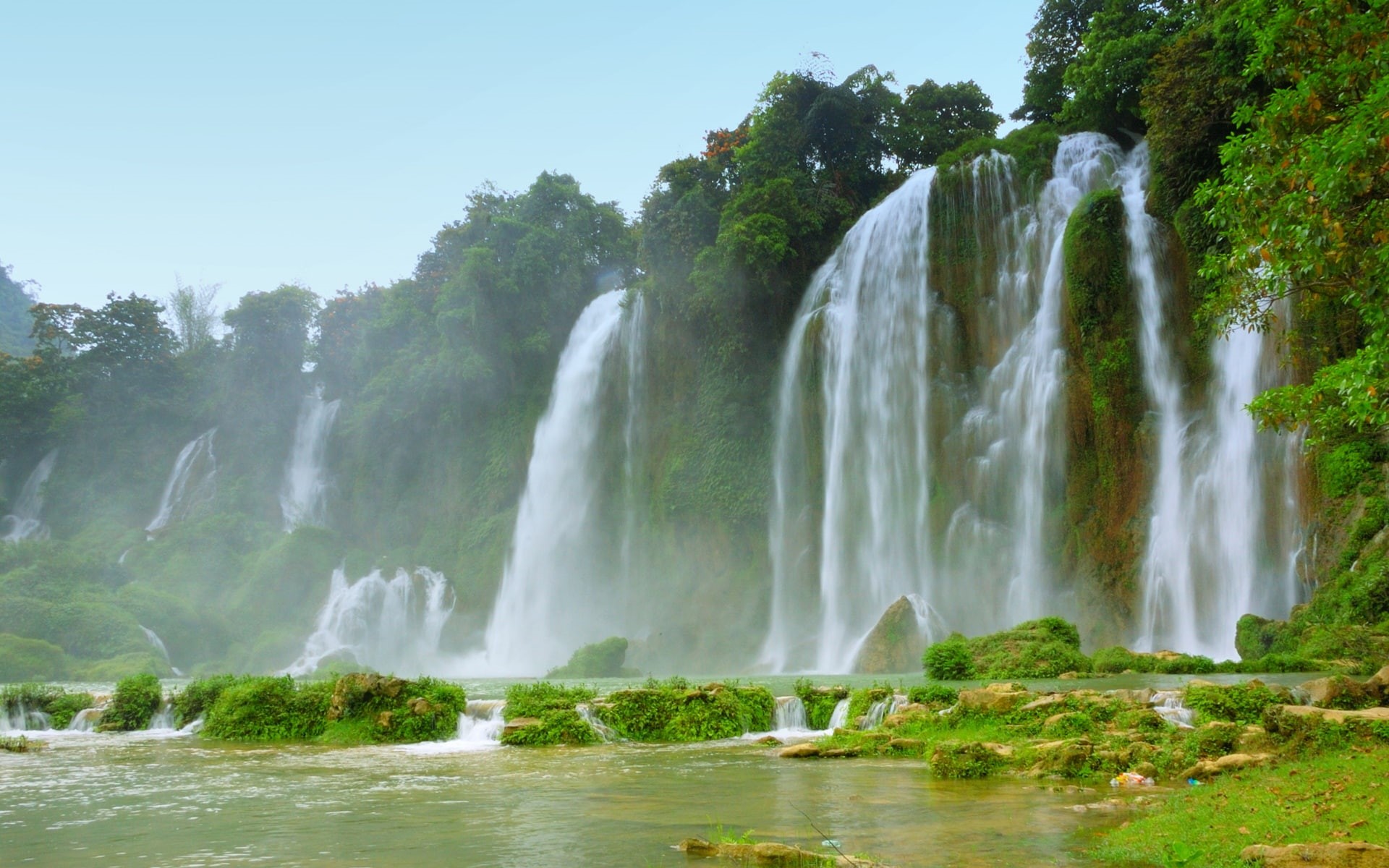 Waterfalls, 1080P, Ban Gioc–Detian Falls, Vegetation, Vietnam, Nature, Waterfall, Water, HD Wallpaper