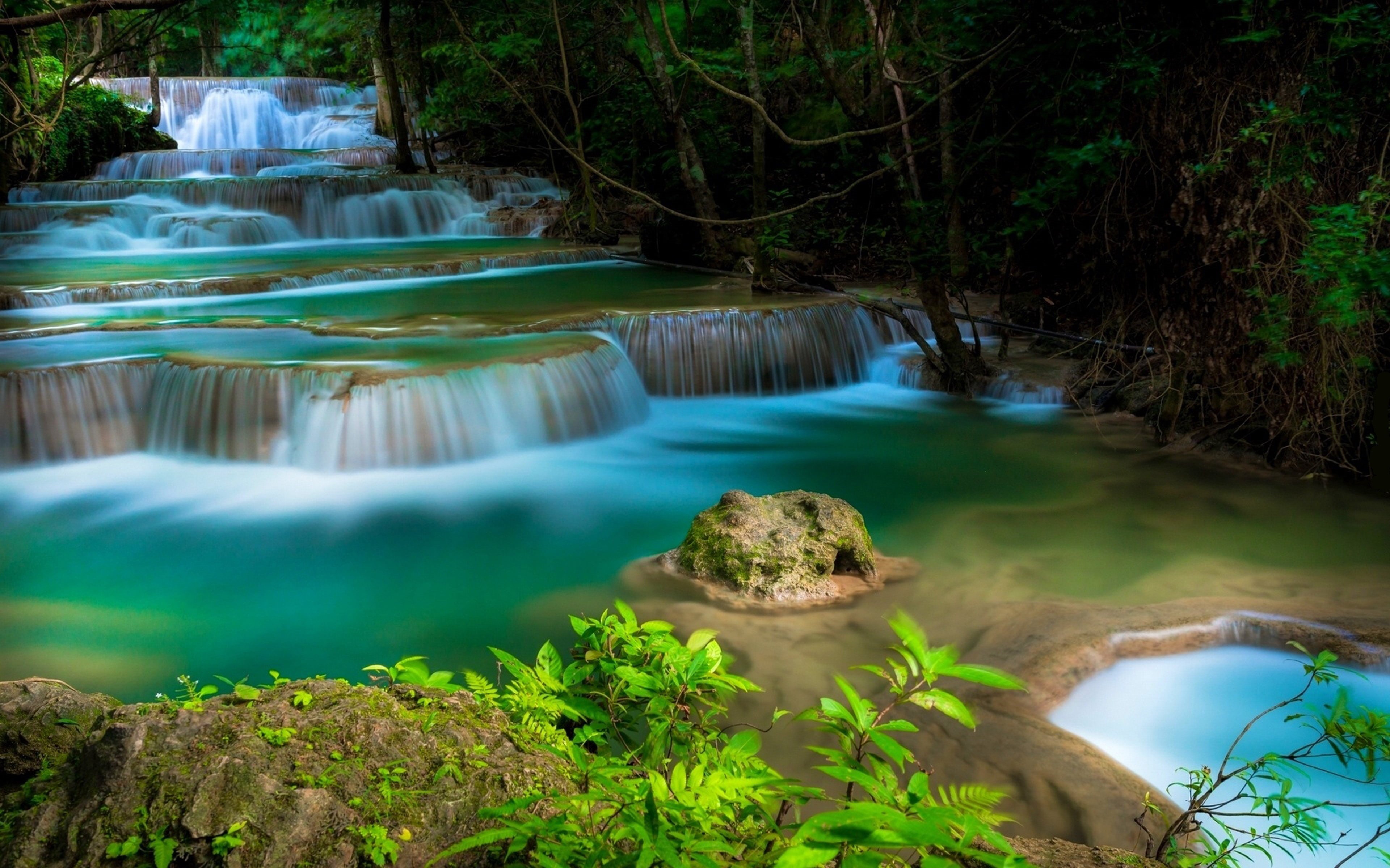 rock, waterfall, outdoors, beautiful, mae, phones, kamin, thailand, huay, kanchanaburi, mobile, cascades, plant, solid, no people, beauty in nature, power in nature, HD Wallpaper