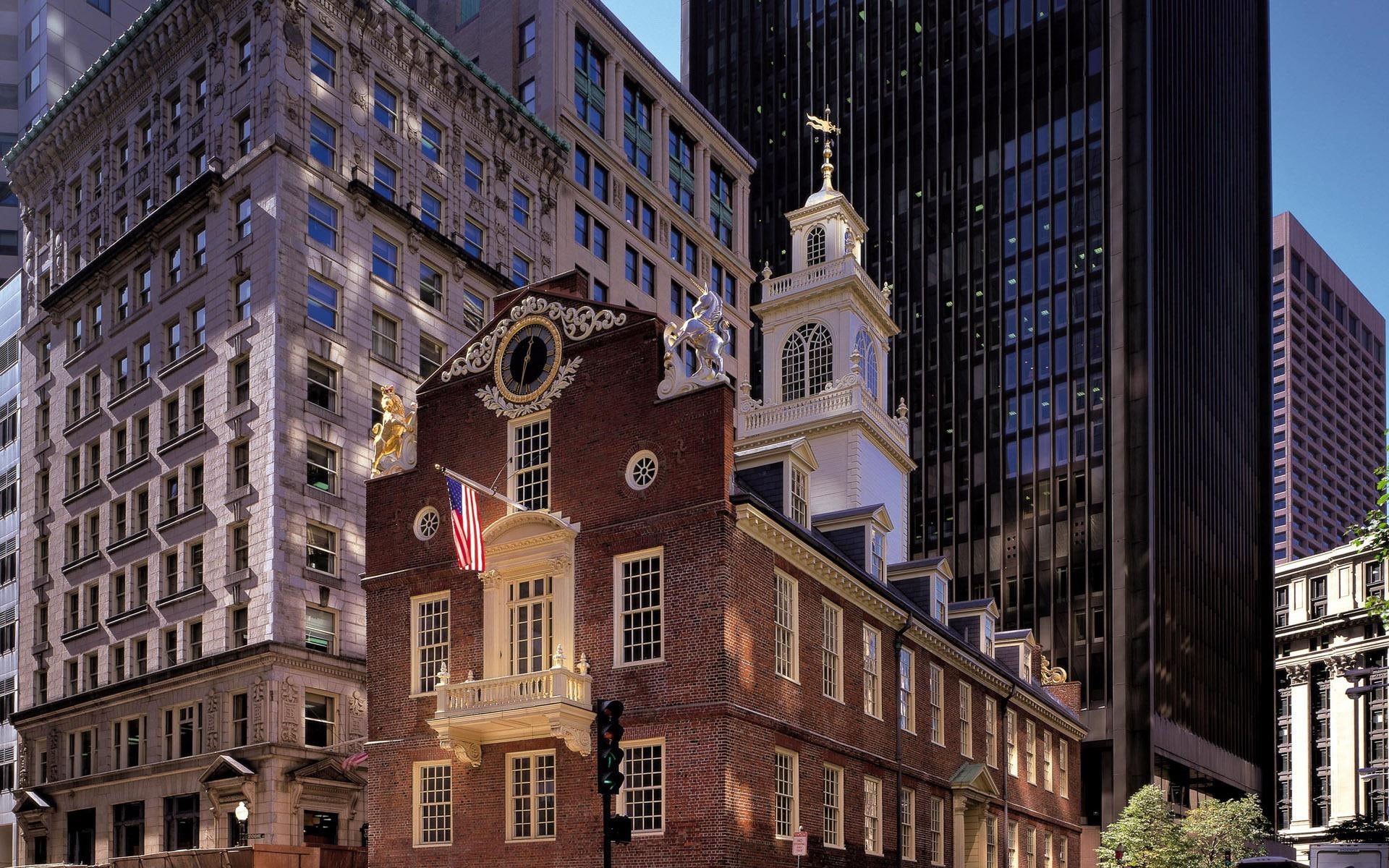 1920x1200, rise, world, boston, high, buildings, old, house, massachusetts, state, 1080P, old state house, HD Wallpaper