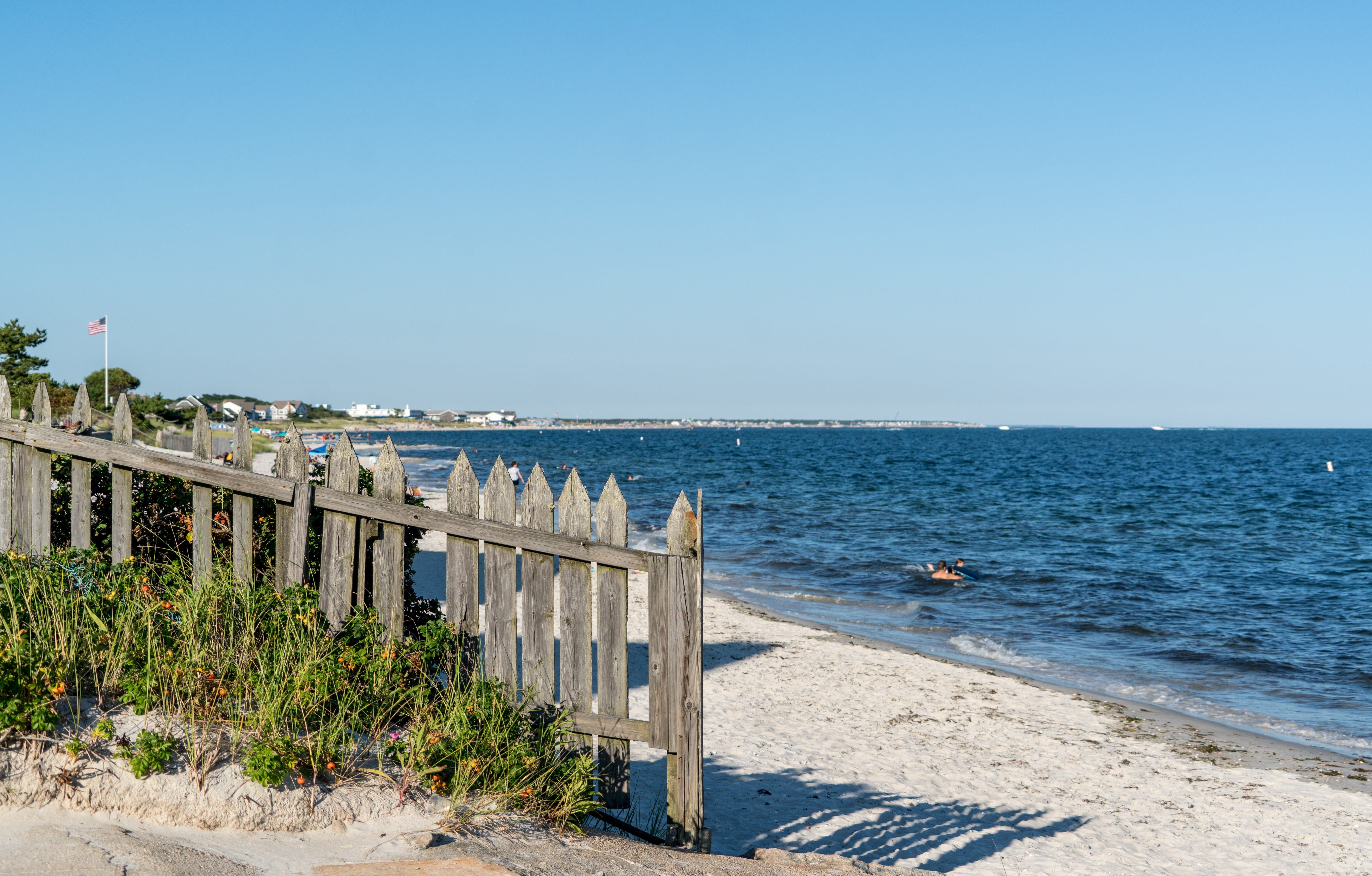 travel, water, blue, Yarmouth, fence, shore, 5K, sky, horizon over water, clear sky, atlantic, scenic, massachusetts, sea, tranquility, land, beauty in nature, HD Wallpaper