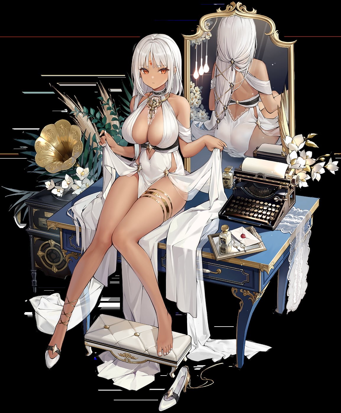 anime girls, Enka, white hair, Massachusetts (Azur Lane), 720P, Allenes, Azur Lane, Phone HD Wallpaper