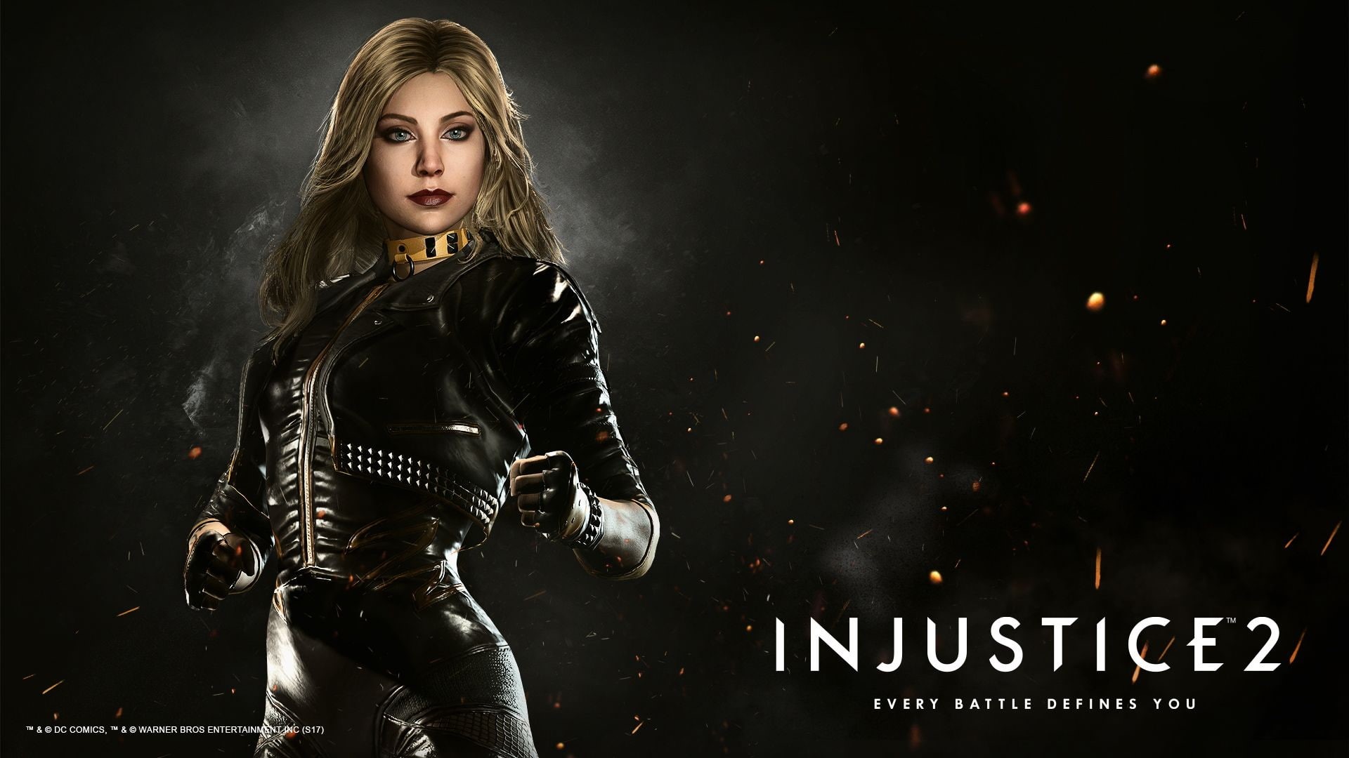 young women, Injustice 2, night, females, long hair, arts culture and entertainment, black background, beauty, one person, leather, blond hair, 1080P, HD Wallpaper