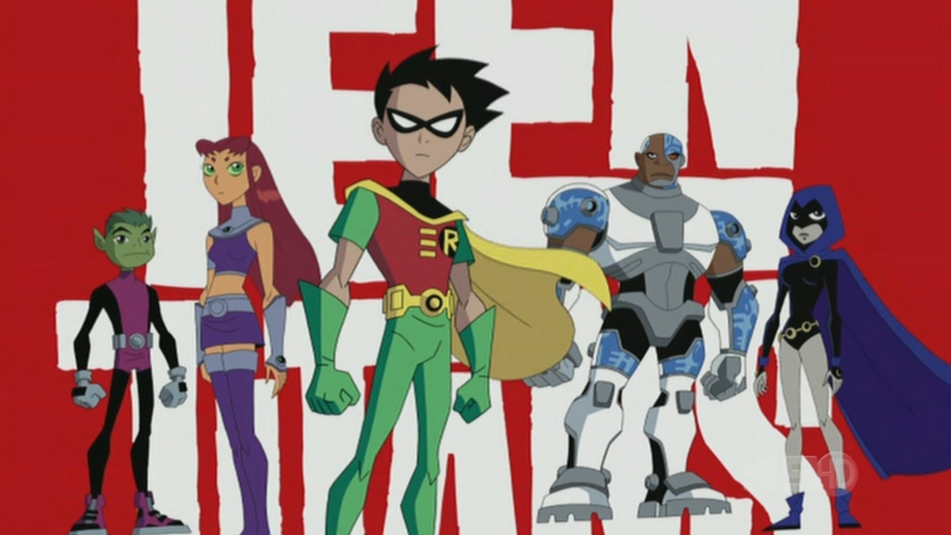 Teen Titans, representation, Beast Boy, multi colored, male likeness, front view, Robin (DC Comics), human representation, Raven (DC Comics), Starfire (DC Comics), HD Wallpaper