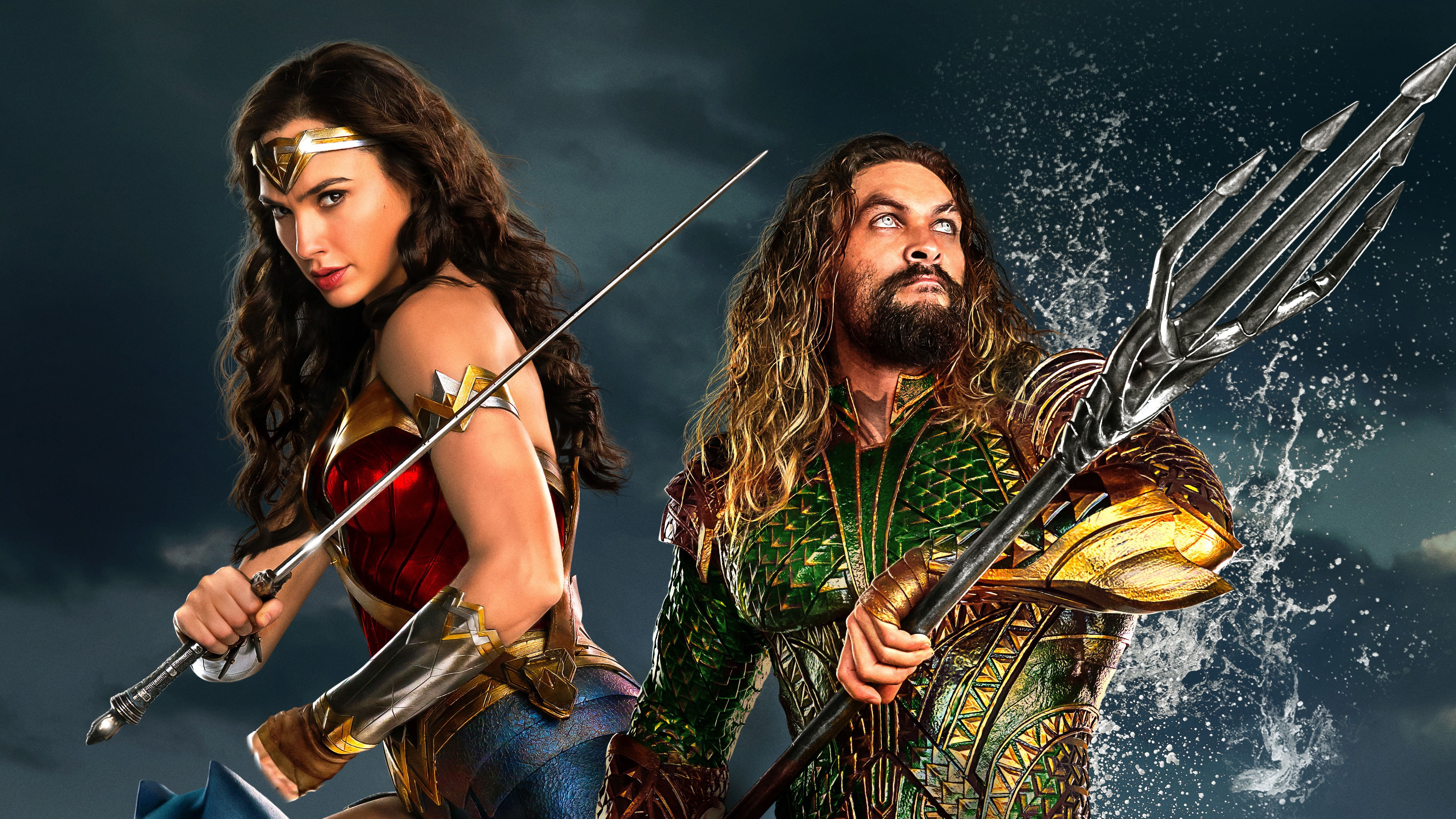 Justice League, Gal Gadot, Jason Momoa, two people, portrait, young women, adult, musician, artist, performance, performing arts event, beautiful people, HD Wallpaper