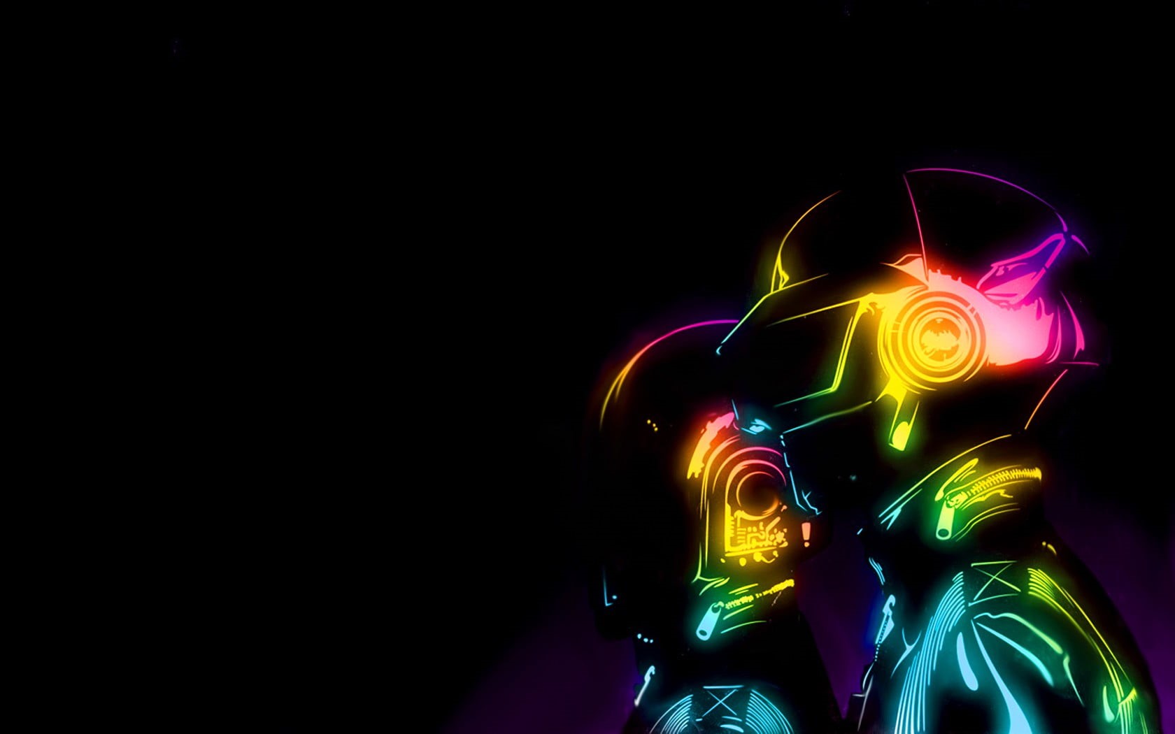 copy space, purple, motion, real people, 720P, light - natural phenomenon, pattern, pink color, Daft Punk, black background, close-up, long exposure, headshot, HD Wallpaper