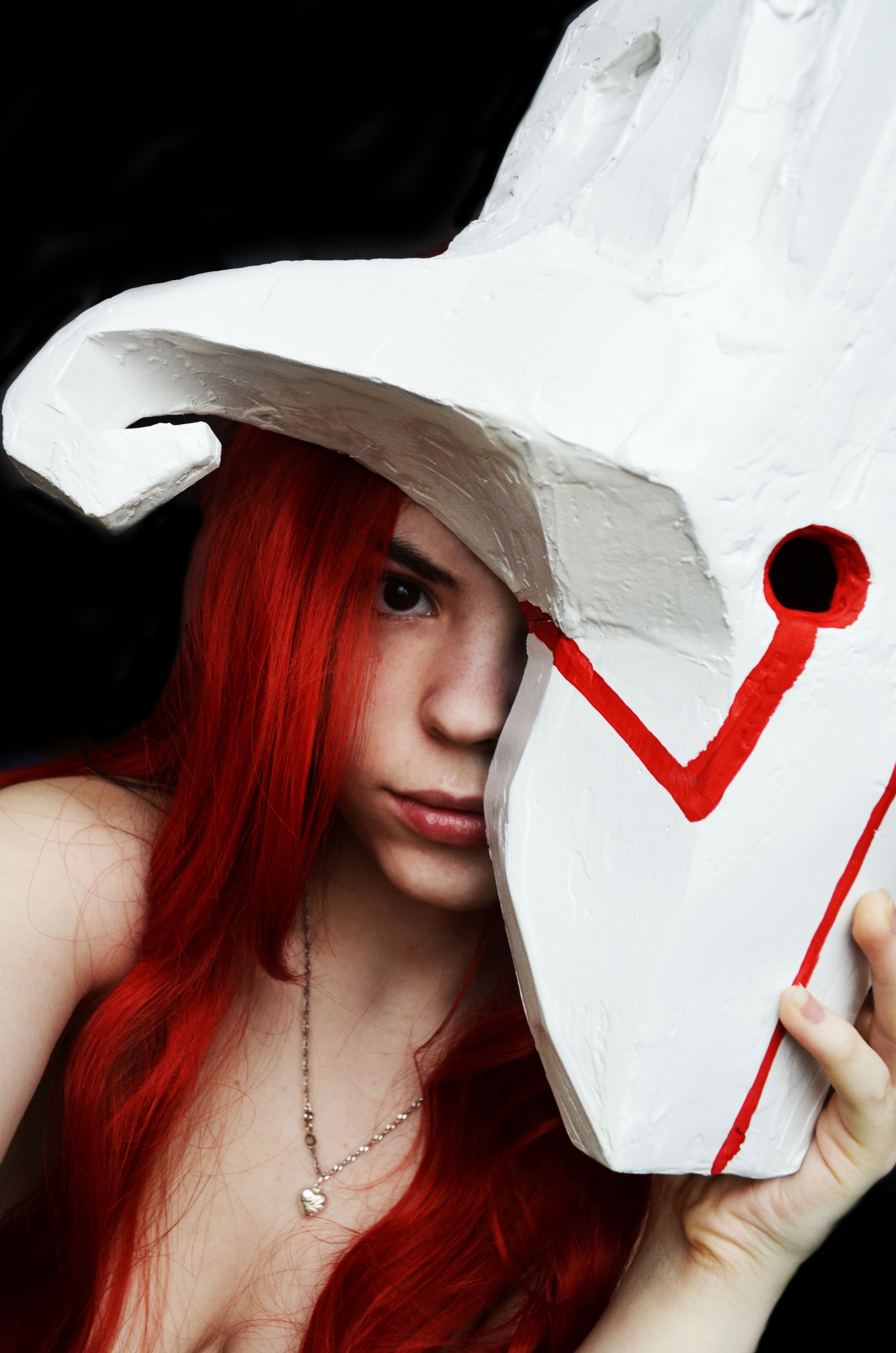 model, Steam (software), Defense of the Ancients, Dota 2, redhead, warrior, 4K, samurai, necklace, women, Dota, cosplay, mask, Juggernaut, Phone HD Wallpaper