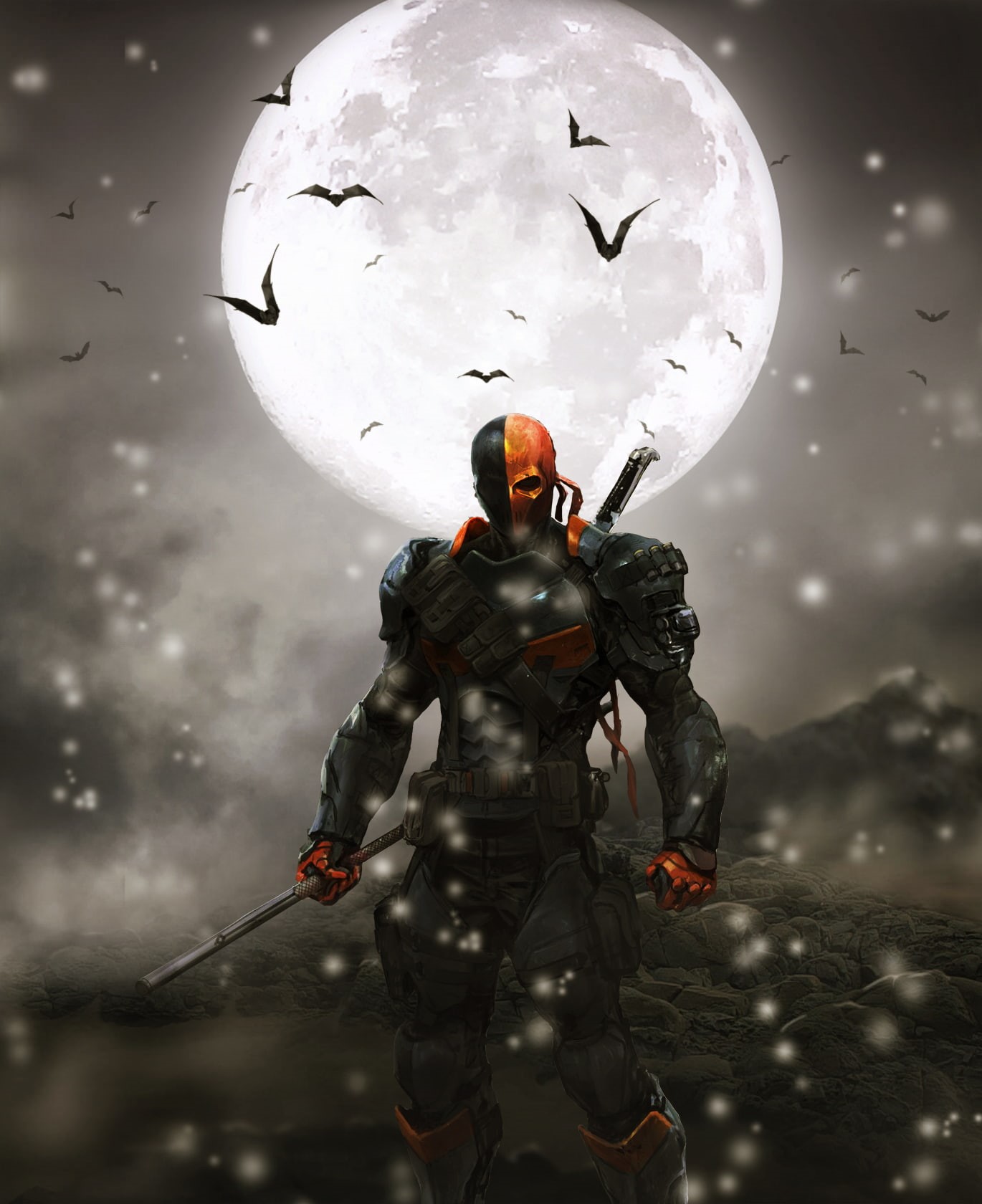 720P, Green Arrow, DC Comics, Batman: Arkham Origins, nature, bats, video games, snow, Moon, Deathstroke, Phone HD Wallpaper