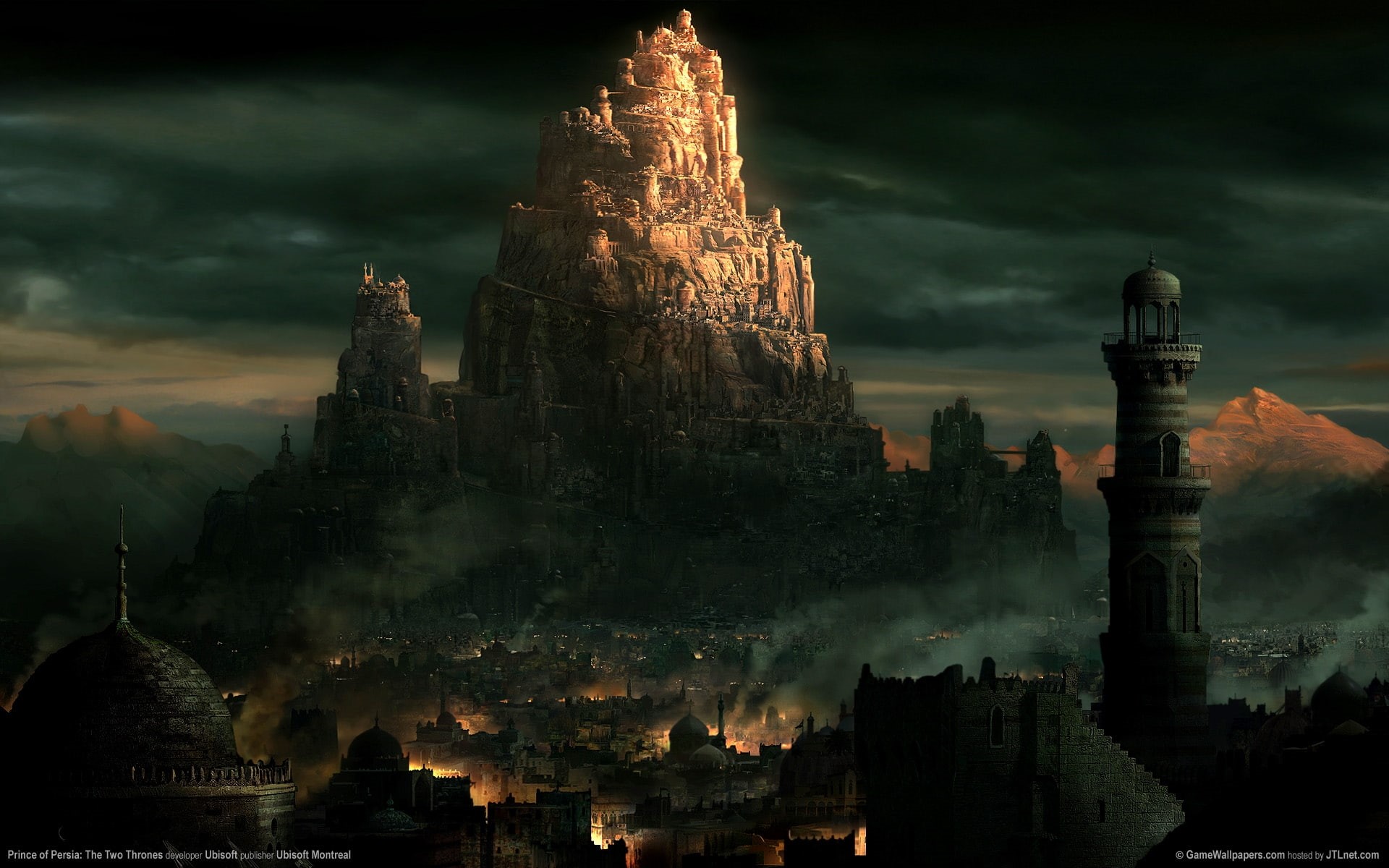 games, hd, two, prince, 1080P, prince-of-persia-the-two-thrones, illustration, persia, castle, thrones, HD Wallpaper