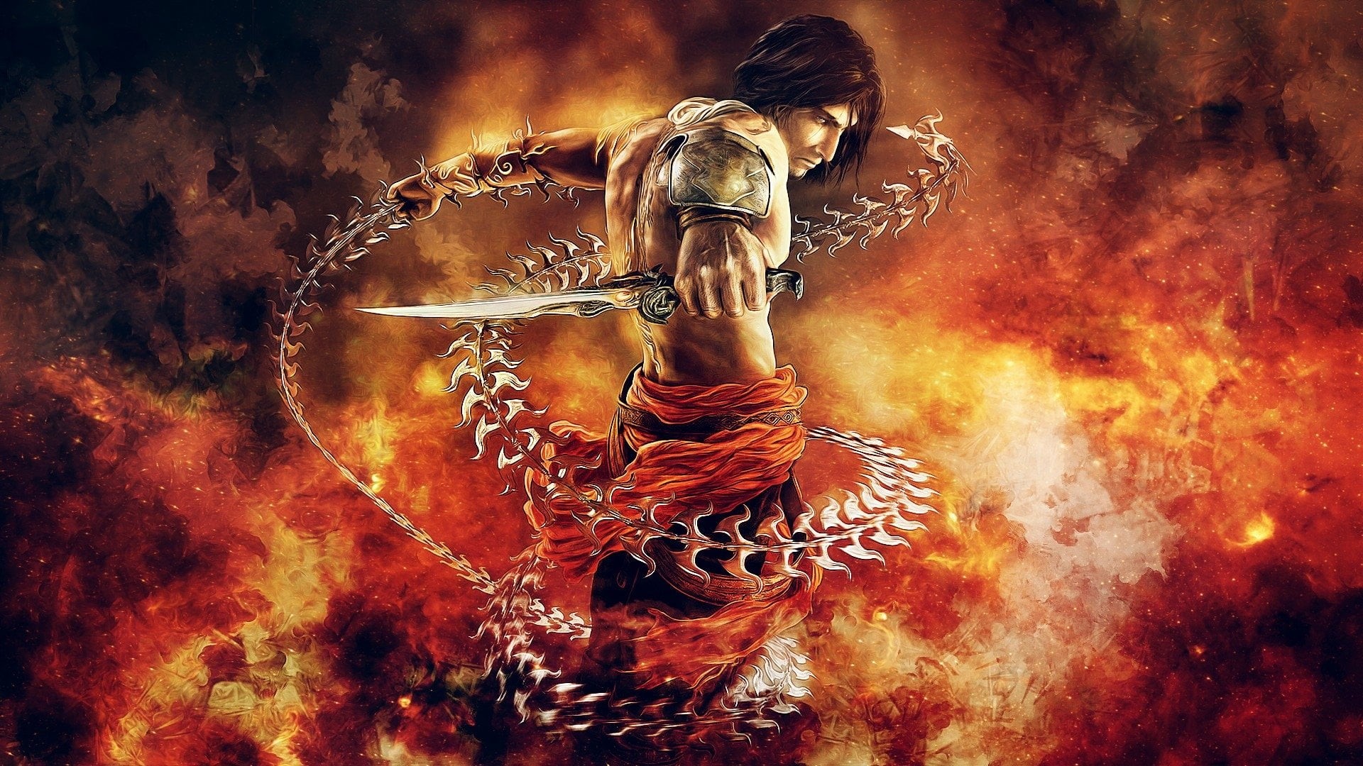 females, Prince Of Persia, smoke - physical structure, digital composite, art and craft, sport, 1080P, Prince Of Persia: The Two Thrones, headwear, orange color, HD Wallpaper