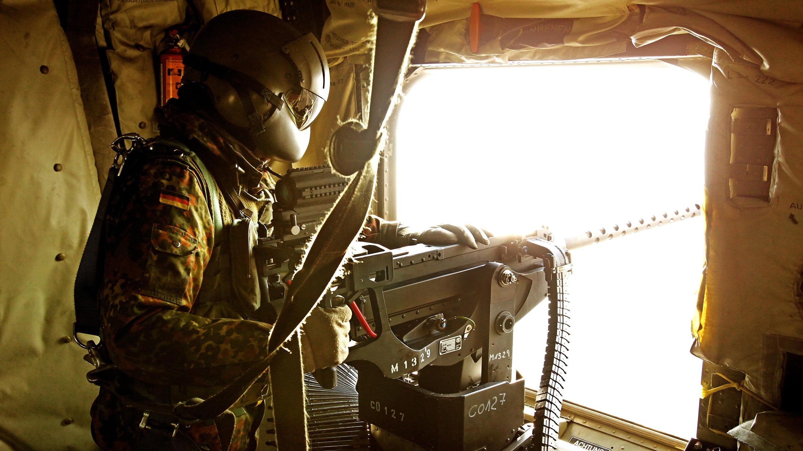 three quarter length, aerospace industry, day, air vehicle, black, vehicle interior, military, control, gray, nature, indoors, uniform, helicopters, 2K, HD Wallpaper