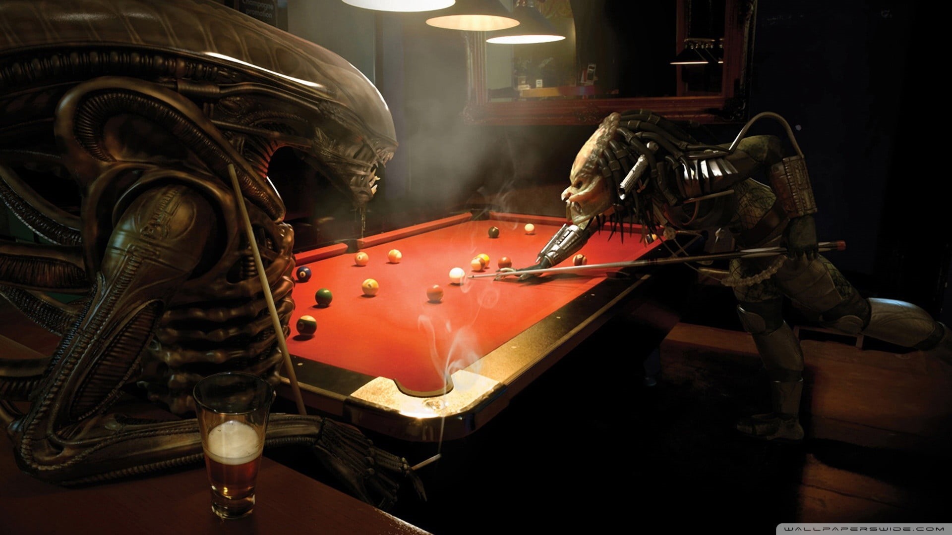 aliens, people, mode of transportation, Xenomorph, alien, 1080P, arts culture and entertainment, working, beer, Alien vs. Predator, standing, musical instrument, HD Wallpaper