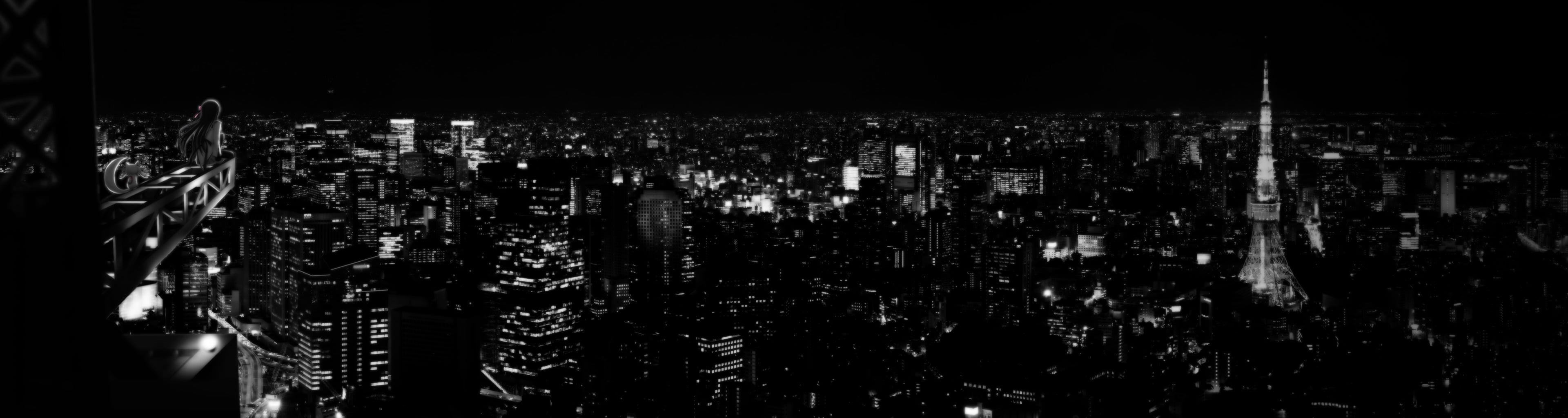 untitled, architecture, large group of objects, cityscape, Akemi Homura, nightlife, outdoors, Mahou Shoujo Madoka Magica, city, dark, nature, illuminated, HD Wallpaper