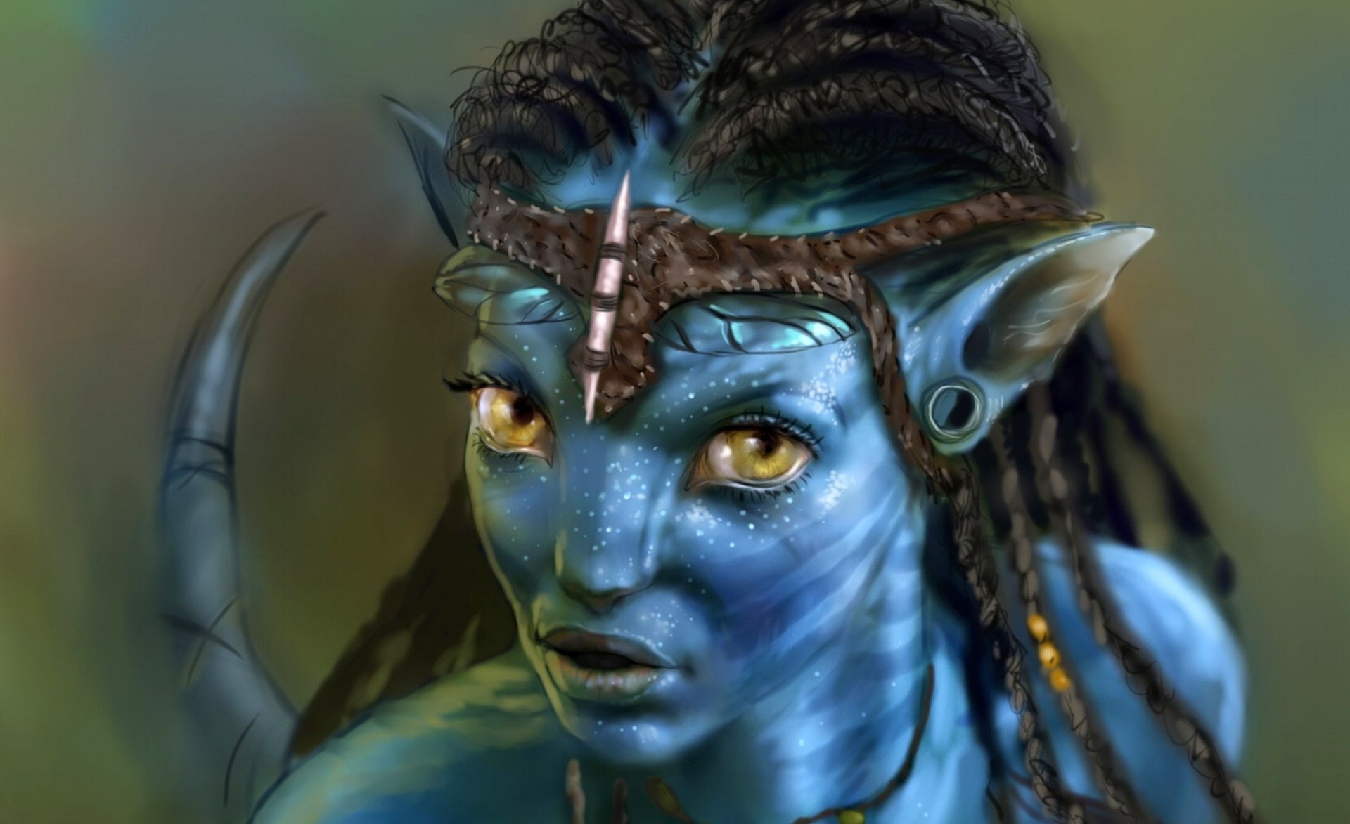 statue, Neytiri, avatar 2009 movie, celebration, indoors, 1080P, blue, portrait, looking, hairstyle, disguise, body part, paint, Artistic, creativity, HD Wallpaper