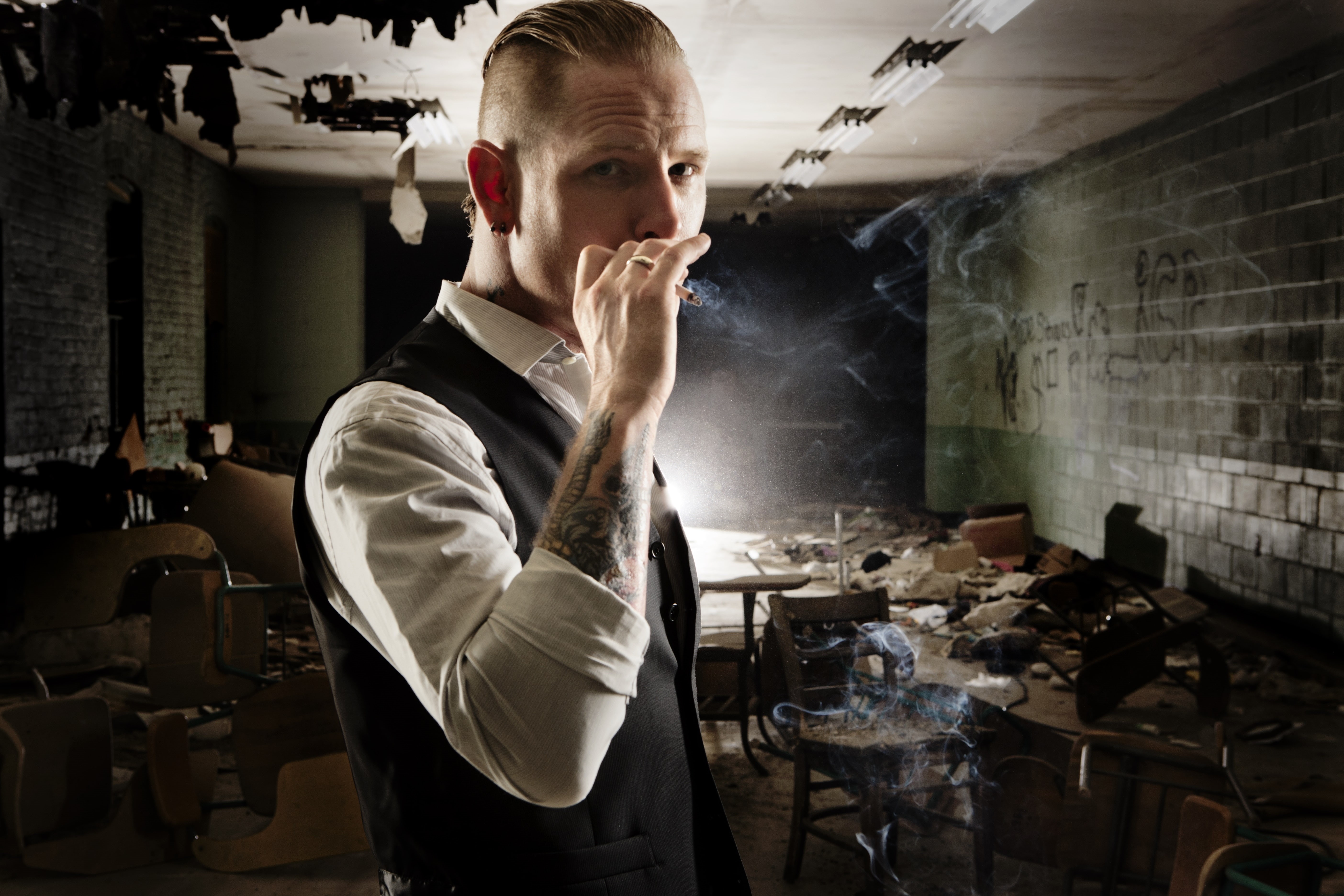 young Men, one Person, young Adult, shirt, alternative, looking, Corey Taylor, male, Mohawk, men, copy Space, indoors, business Person, depression - Sadness, HD Wallpaper