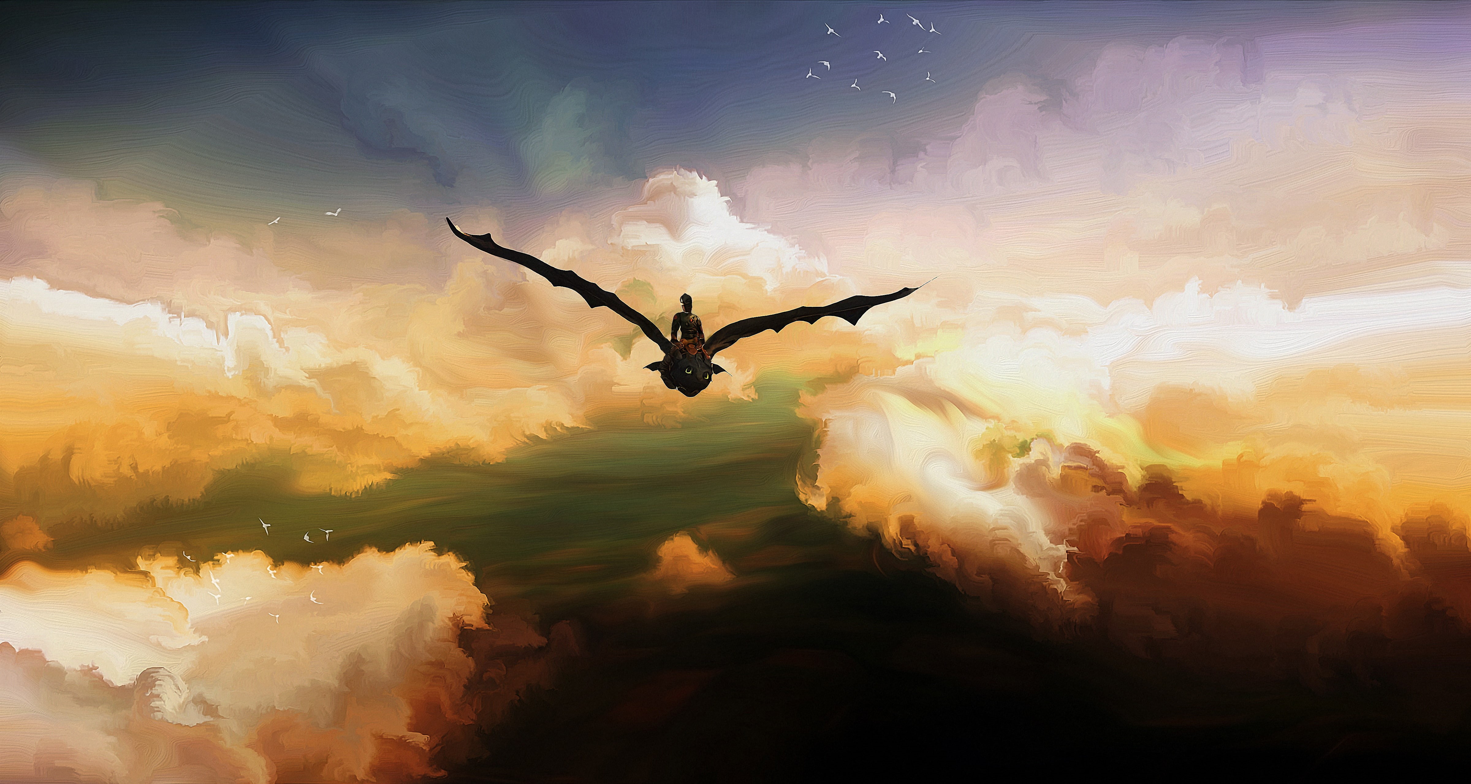 how to train your dragon, motion, outdoors, no people, how to train your dragon 3, sky, animals in the wild, animated movies, 4K, day, spread wings, hd, HD Wallpaper