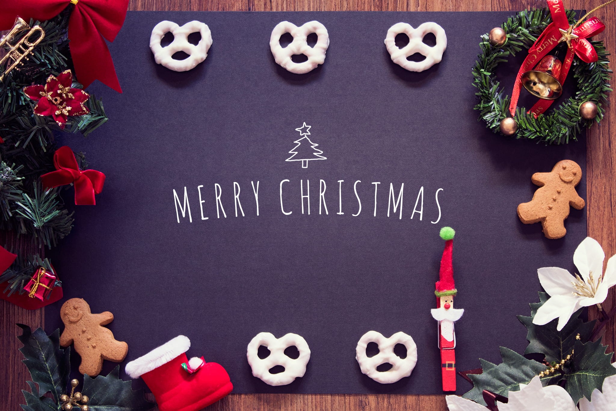 table, Merry Christmas, creativity, western script, christmas, art and craft, blackboard, holiday - event, ornate, indoors, christmas Ornament, merry, high angle view, HD Wallpaper