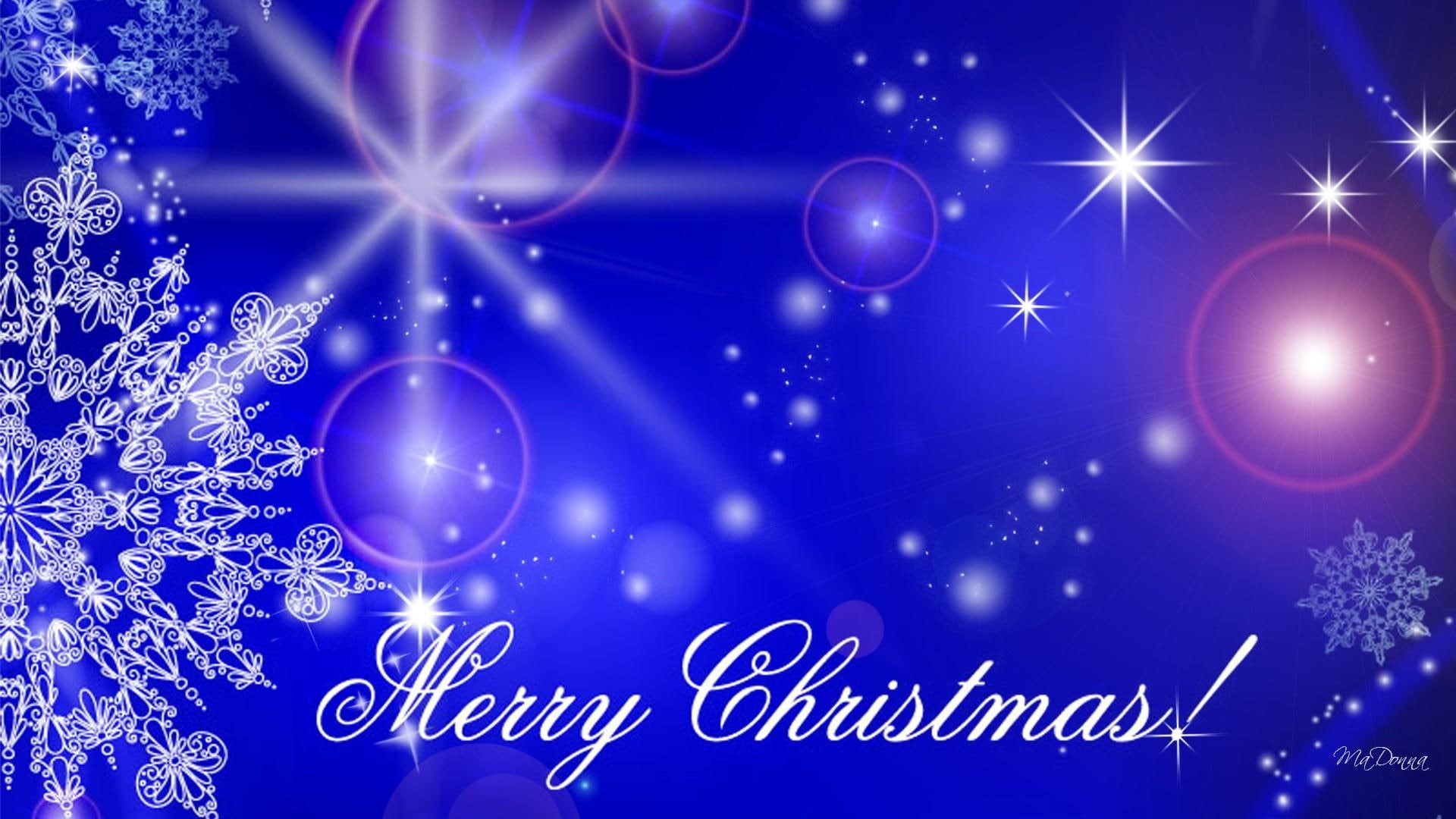 shine, flare, 1080P, feliz navidad, nature and landscapes, stars, merry, blue, christmas, sparkle, snow flakes, glowing, HD Wallpaper